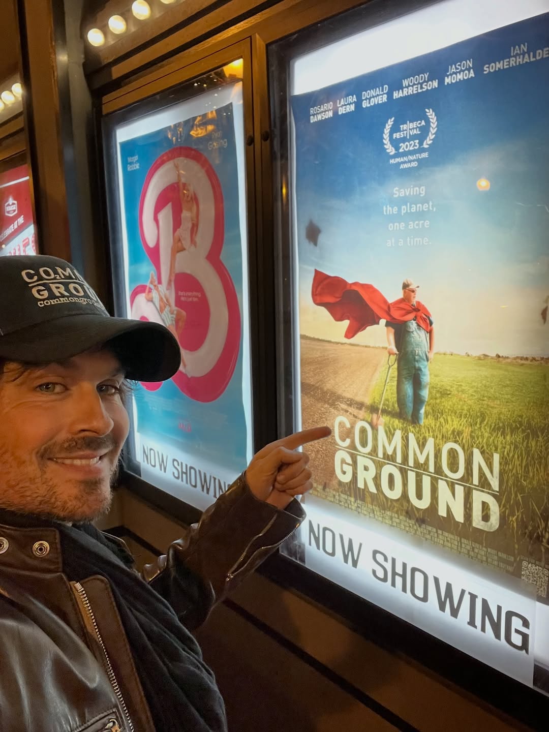 Ian Somerhalder pointing to the documentary poster for "Common Ground" and smiling at the camera. | Source: Instagram/iansomerhalder