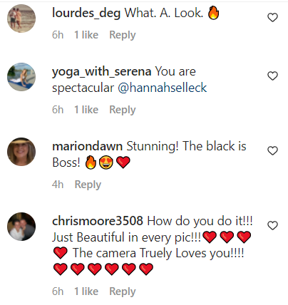 Fan comments on Hannah Selleck's Instagram post uploaded on March 7, 2023, at the Worth Avenue Clock Tower in Palm Beach, Florida | Source: Instagram/hannahselleck