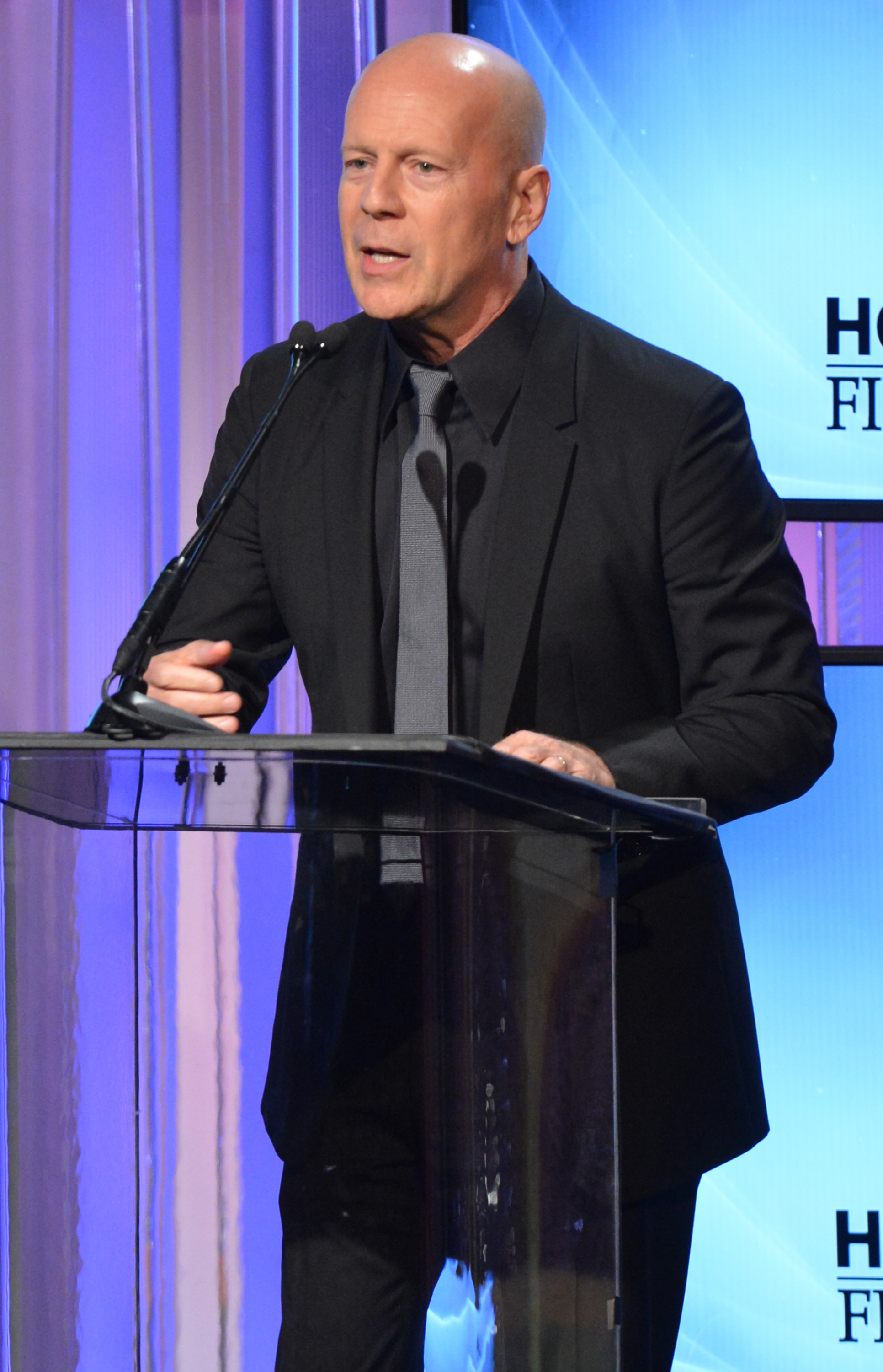 Bruce Willis speaking during the 17th Annual Hollywood Film Awards in Beverly Hills, California on October 21, 2013  Source: Getty Images