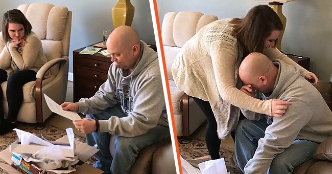 A picture of Sarah's stepdad, Vince VonTobel, being moved to tears by Sarah's heartwarming act | Photo:  twitter.com/InsideEdition \
