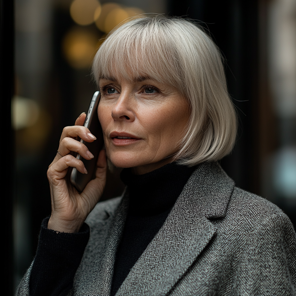 A mature woman talking on her phone | Source: Midjourney