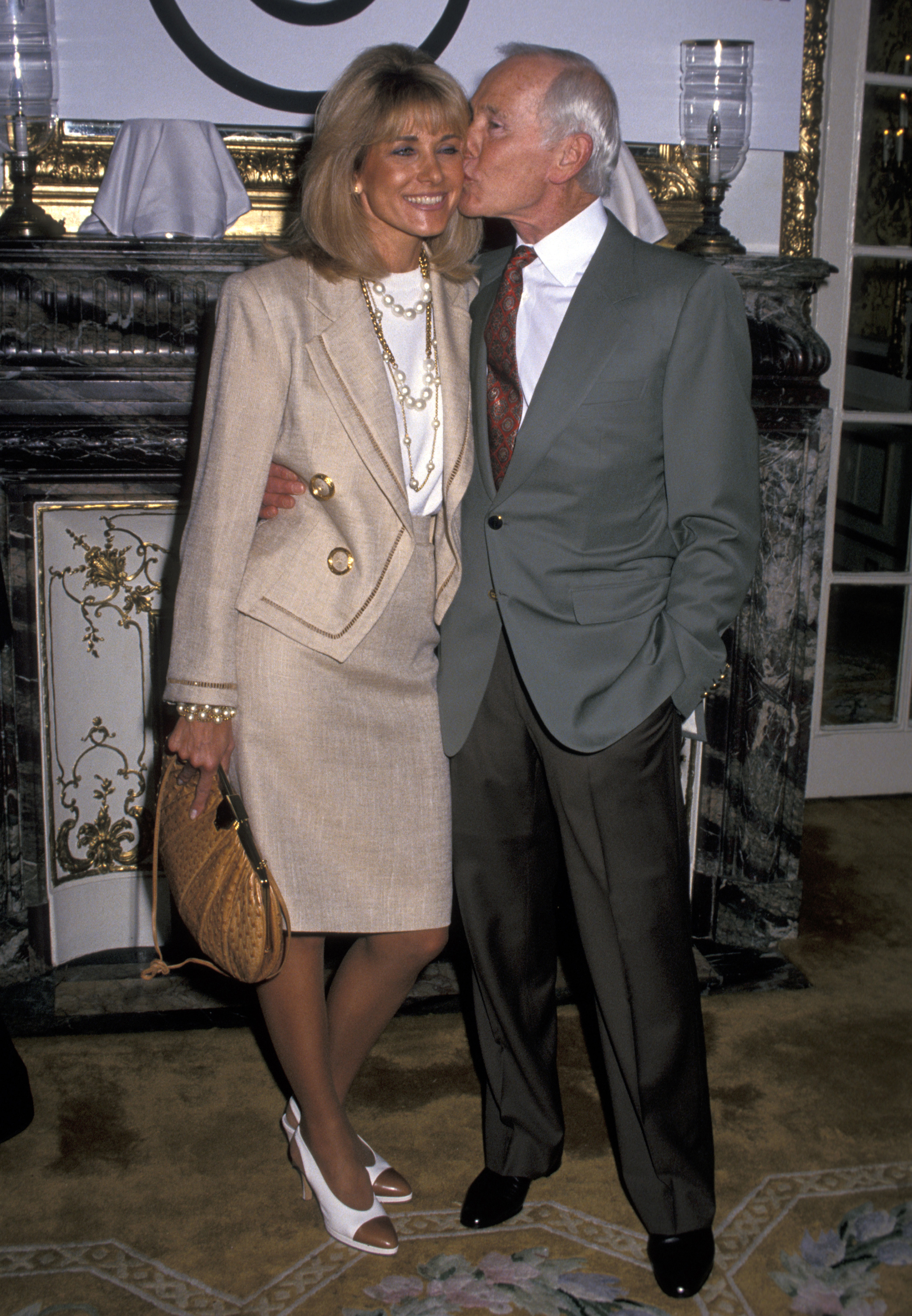 Johnny Carson and Alexis Maas during the 1993 Center for Communication Awards Luncheon Honoring Johnny Carson at The Plaza Hotel in New York City | Source: Getty Images