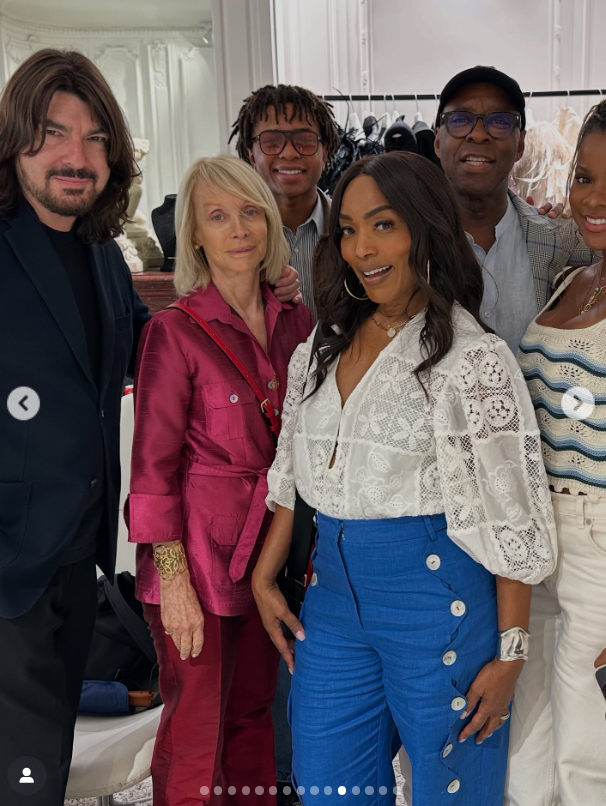 Angela Bassett and Courtney B. Vance with their children Slater and Bronwyn at a fitting ahead of Le Bal in Paris, posted in July 2025 | Source: Instagram/slater.vance