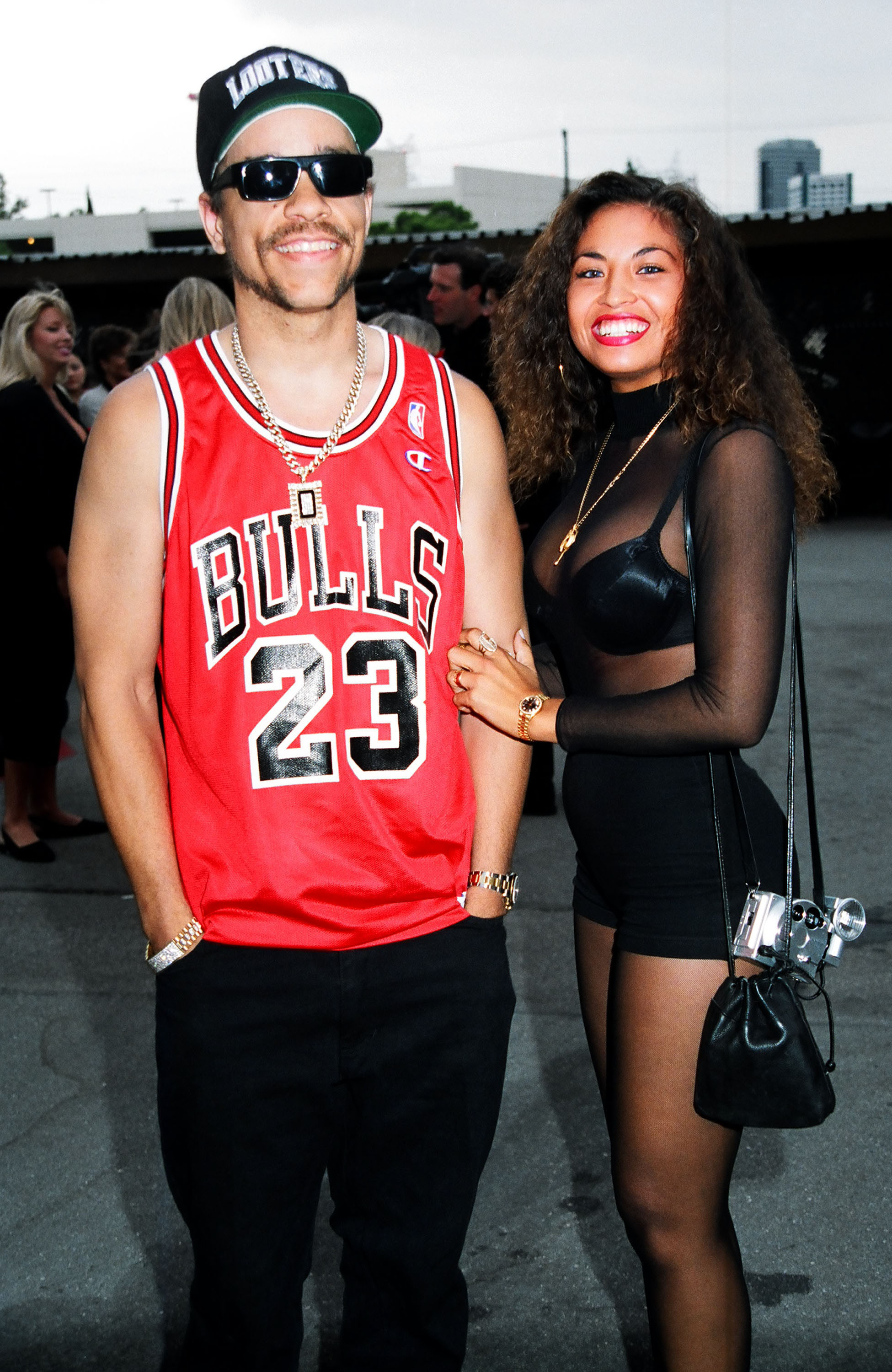 The rapper pictured with  Darlene Ortiz during the 1992 MTV Movie Awards | Source: Getty Images