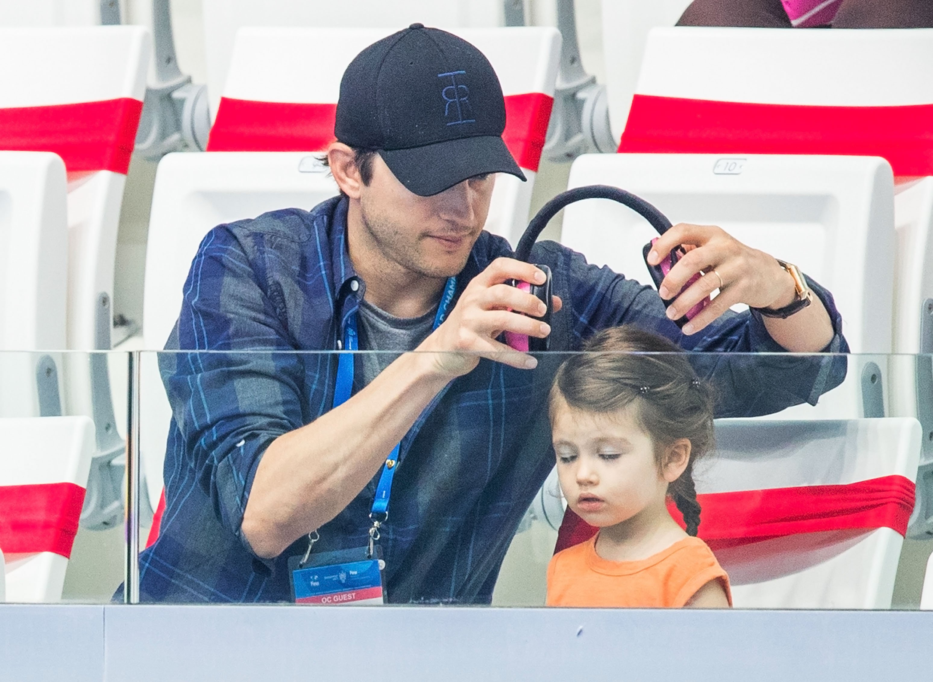 Ashton Kutcher and his daughter Wyatt in Hungary in 2017 | Source: Getty Images 