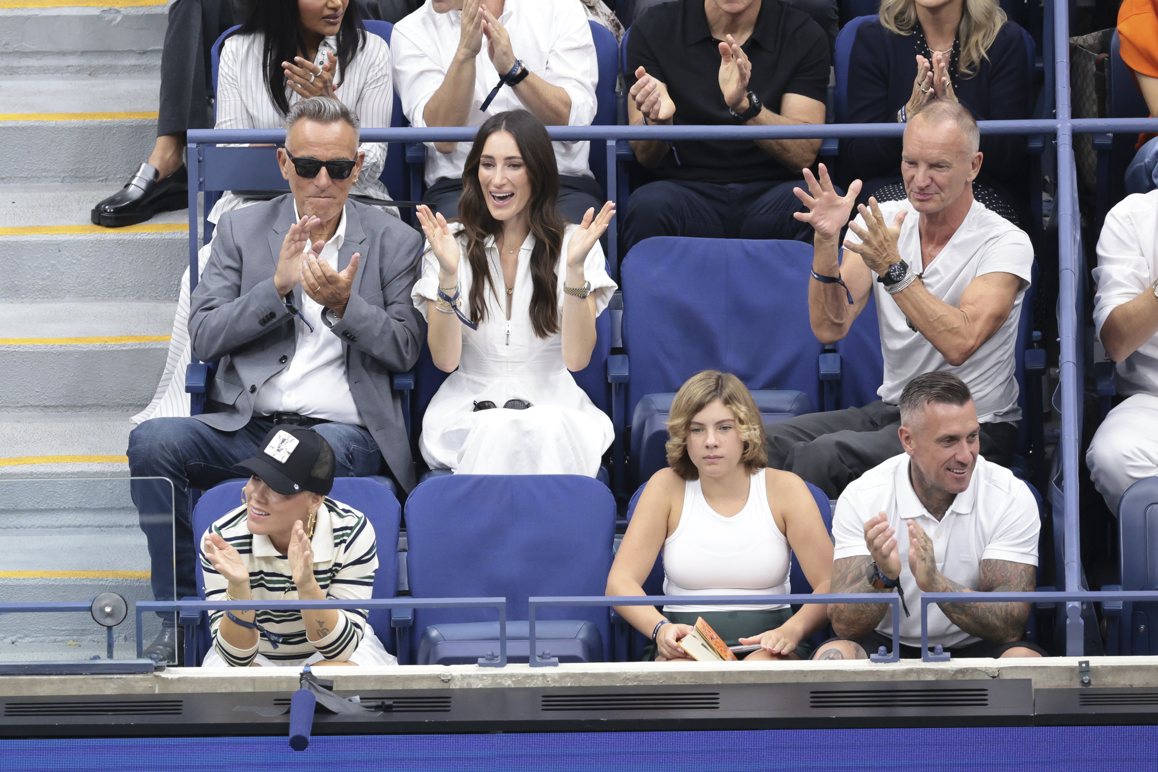 Bruce Springsteen , his daughter Jessica, Sting and other spectators watch the men's final during day fifteen of the 2025 US Open at USTA Billie Jean King National Tennis Center in New York on September 7 | Source: Getty Images