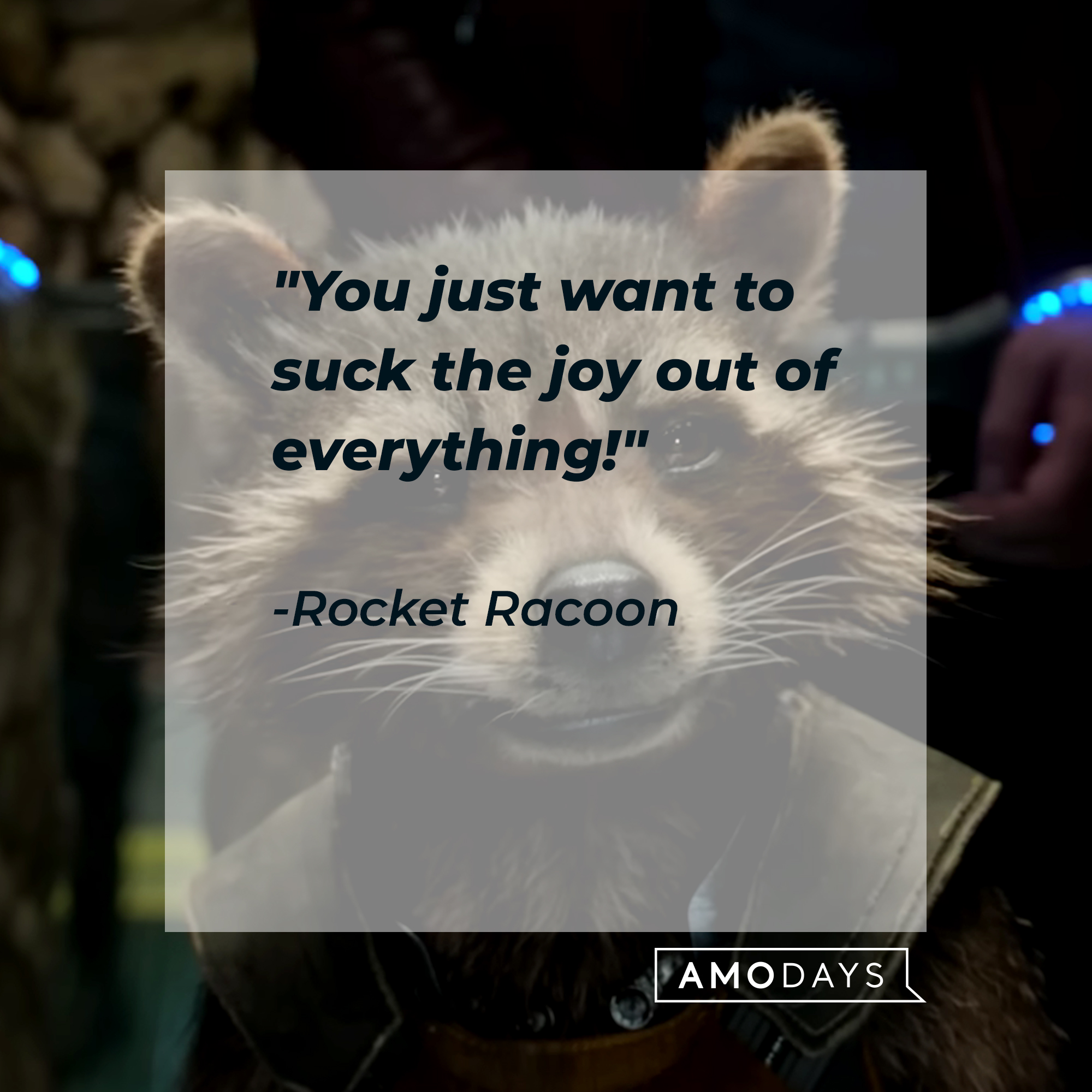 Rocket Raccoon's quote, "You just want to suck the joy out of everything!" | Image: youtube.com/marvel
