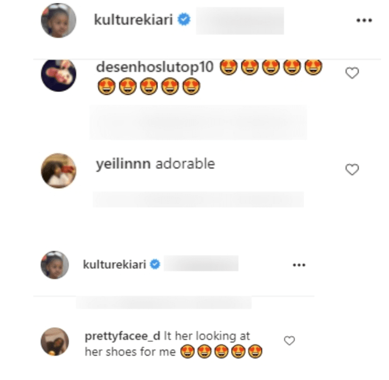 Fans' comments on one of Cardi B's daughter Kulture's posts. | Source: Instagram/kulturekiari