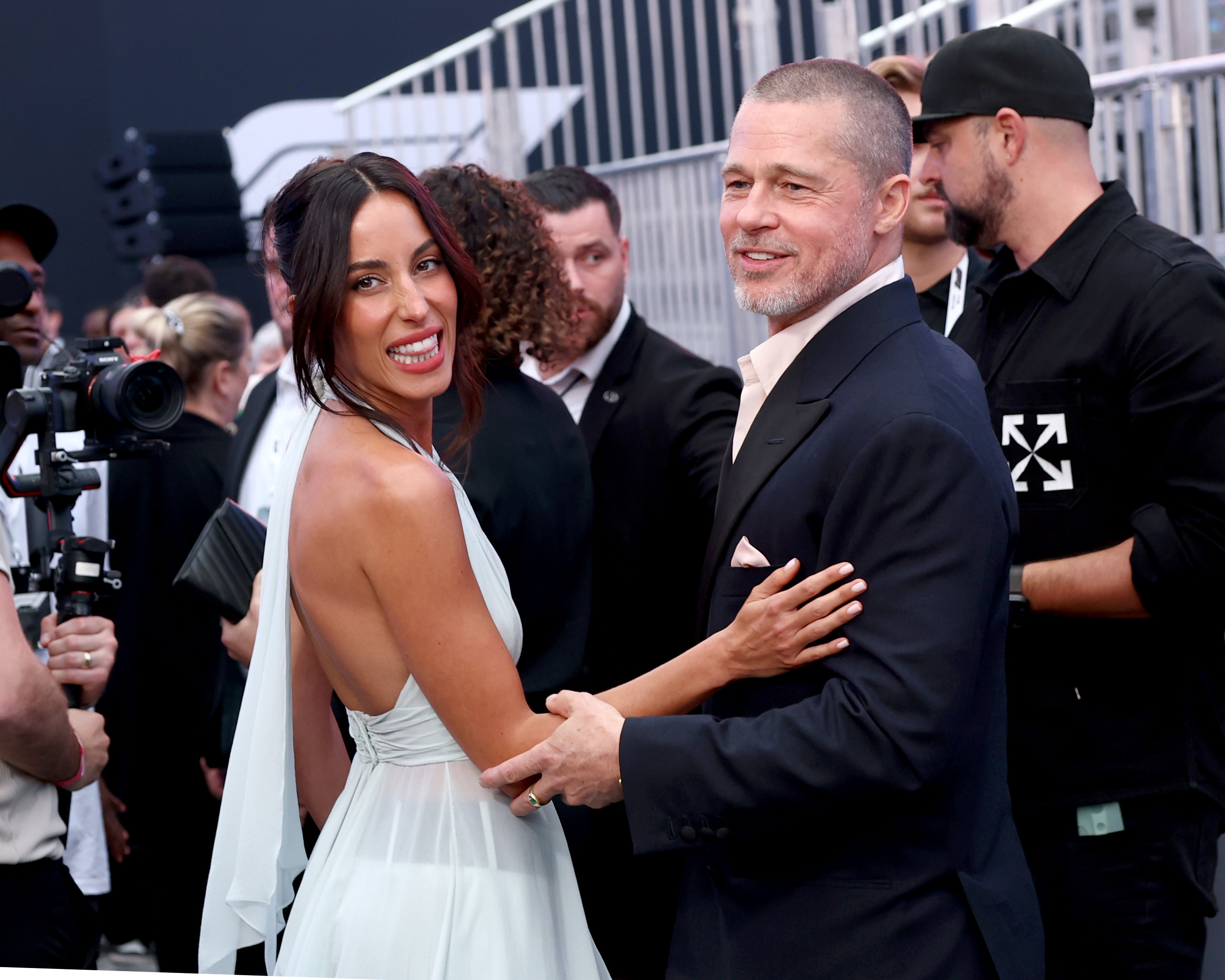 Ines de Ramon and Brad Pitt attend the "F1" World Premiere in Times Square on June 16, 2025 in New York City. | Source: Getty Images