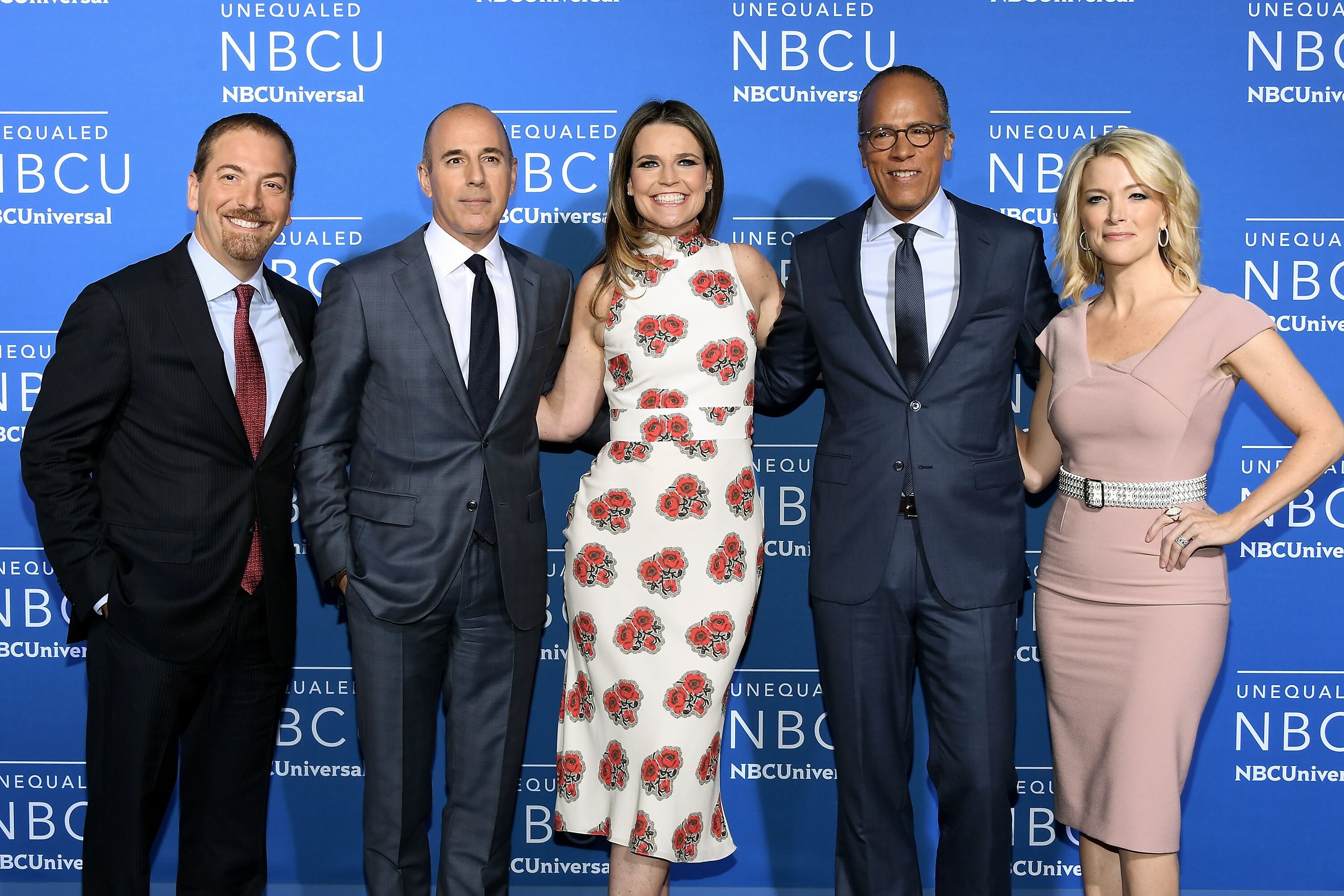 Chuck Todd, Matt Lauer, Savannah Guthrie, Lester Holt, and Megyn Kelly attend the 2017 NBCUniversal Upfront. | Source: Getty Images