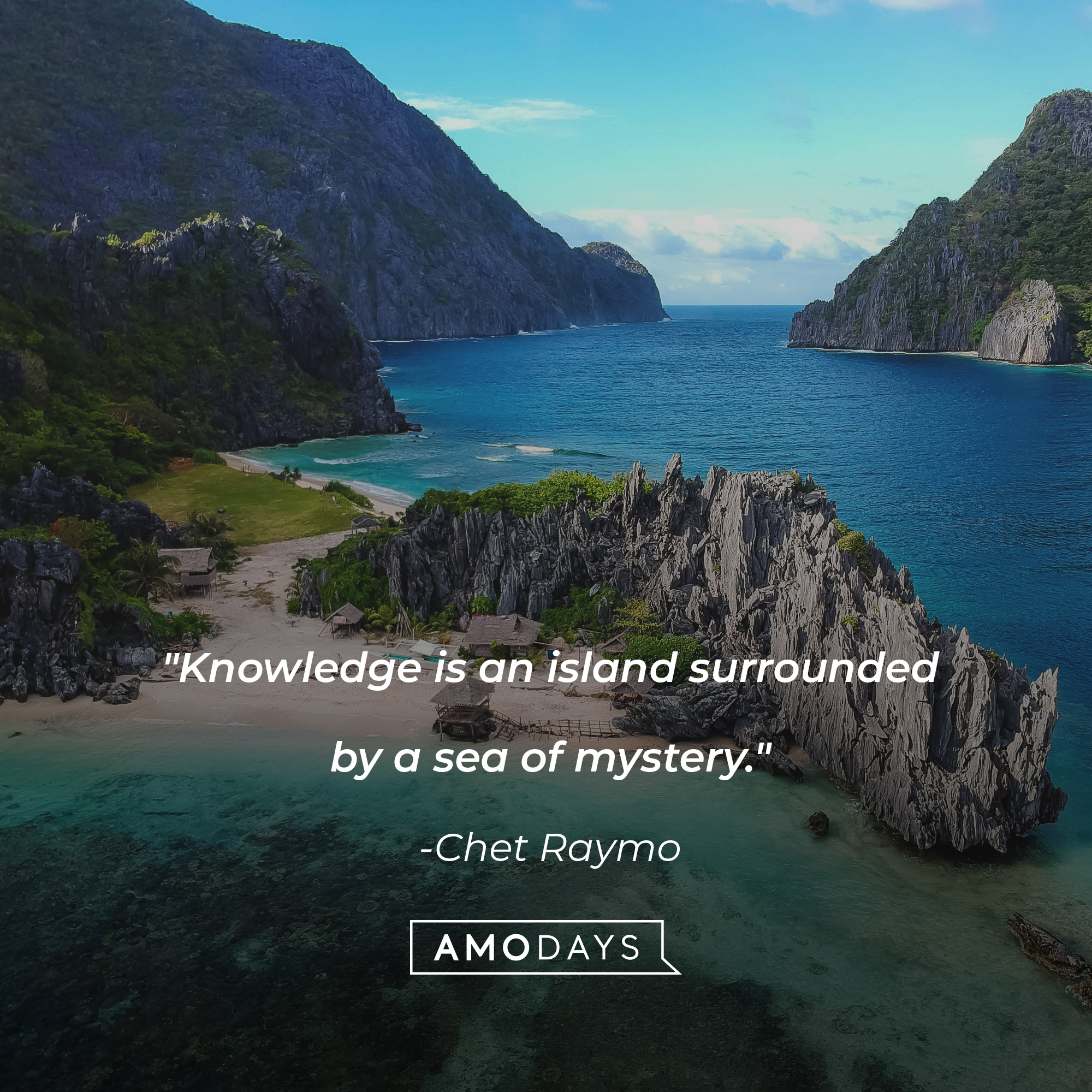 Chet Raymo's quote: "Knowledge is an island surrounded by a sea of mystery." | Image: AmoDays