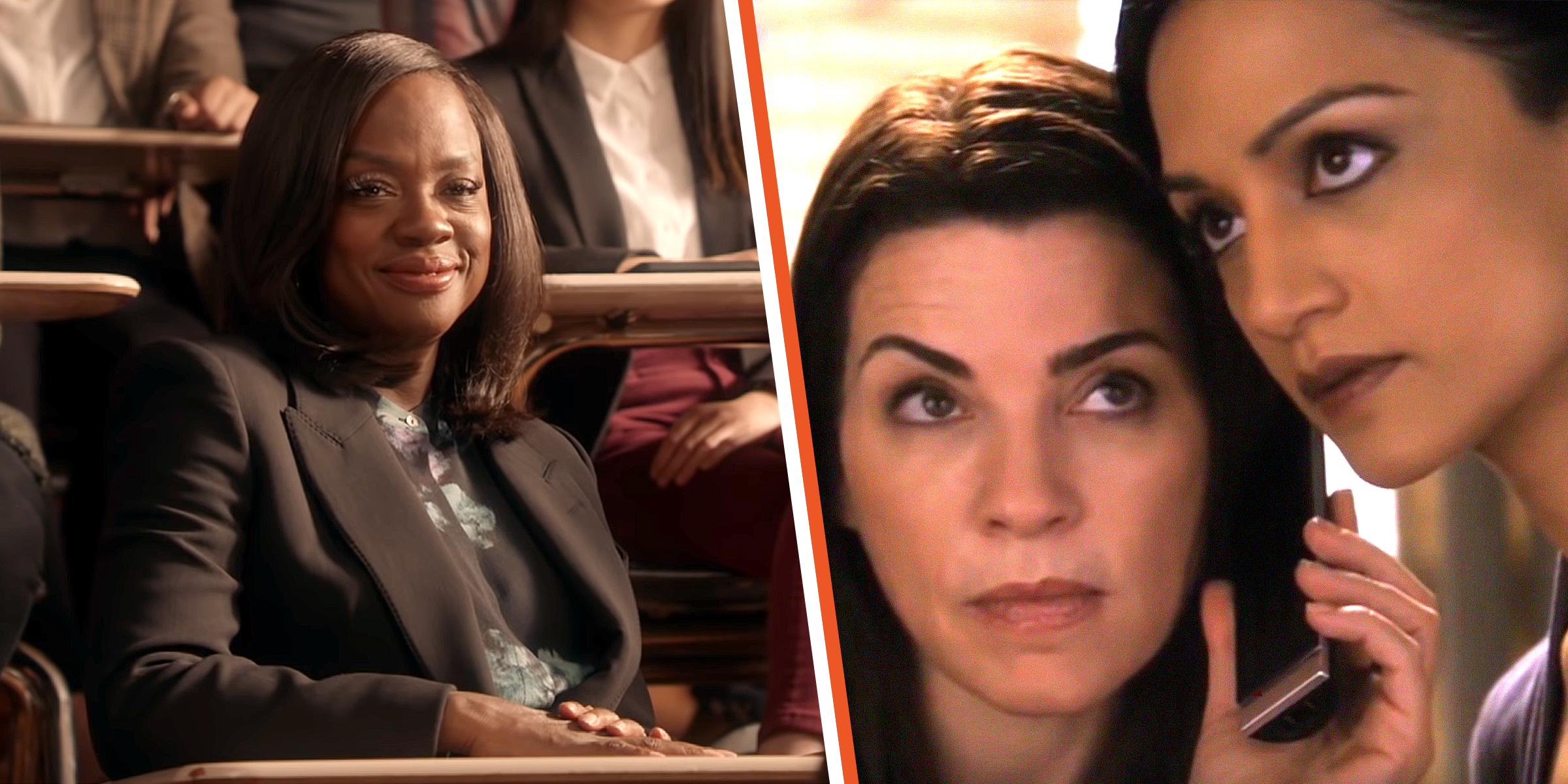 Viola Davis in "How to Get Away with Murder." | Julianna Margulies and Archie Panjabi in "The Good Wife." | Source: YouTube/@ABC Network | CBS Productions