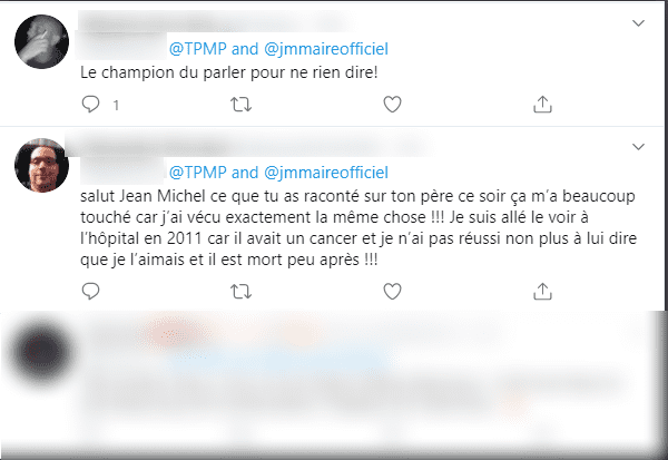 Réaction des internautes suite aux aveux de Jean-Michel Maire | Photo : Twitter de "TPMP" Réaction des internautes suite aux aveux de Jean-Michel Maire | Photo : Twitter de "TPMP"