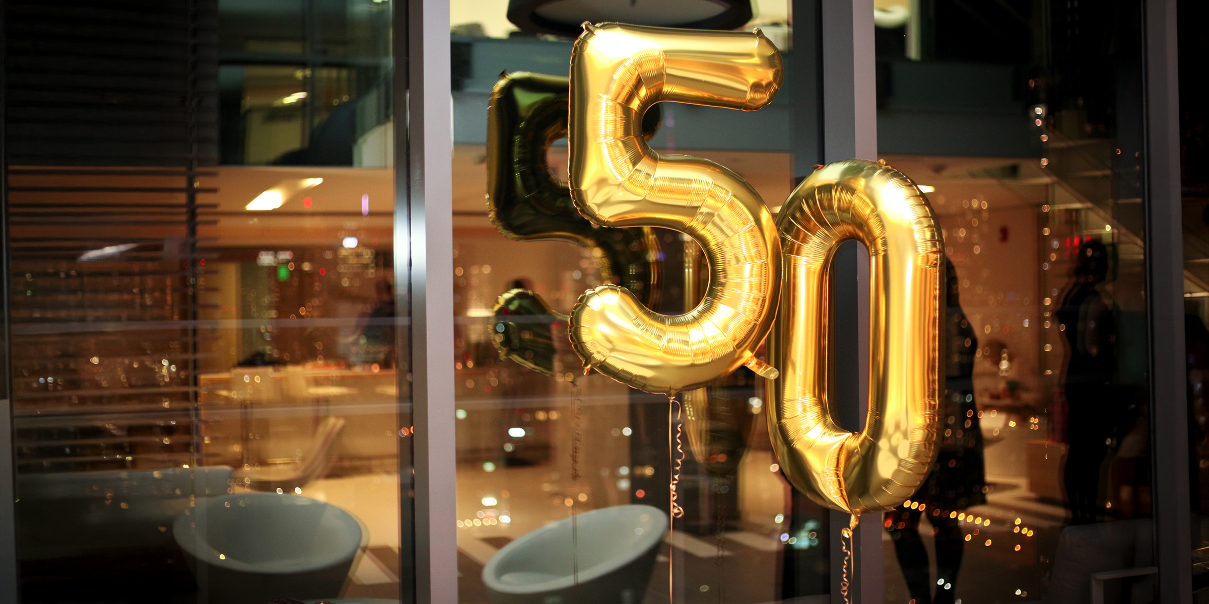 Balloons shaped into the number 50 | Source: Shutterstock