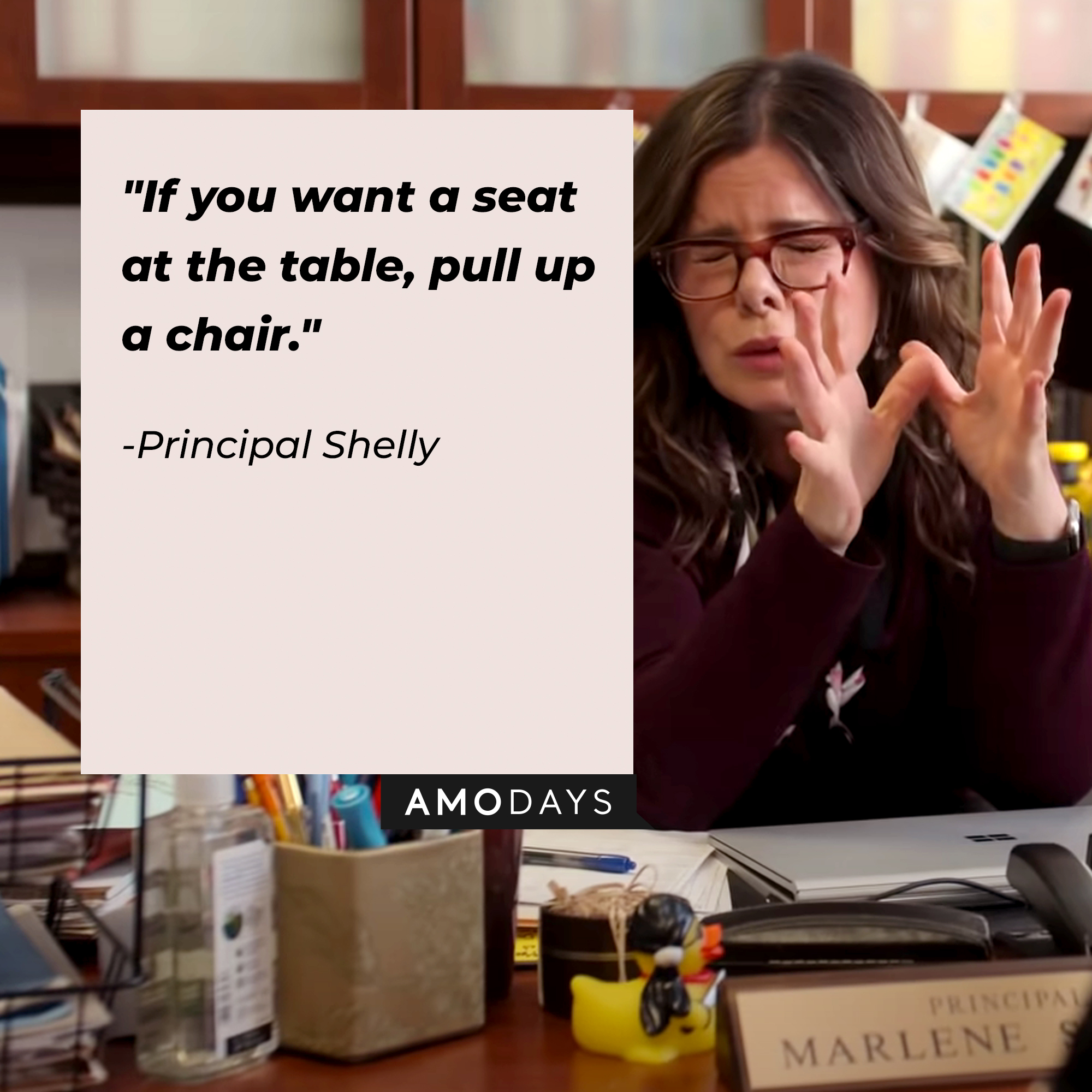 Principal Shelly’s quote: "If you want a seat at the table, pull up a chair." | Image: Youtube.com/Netflix