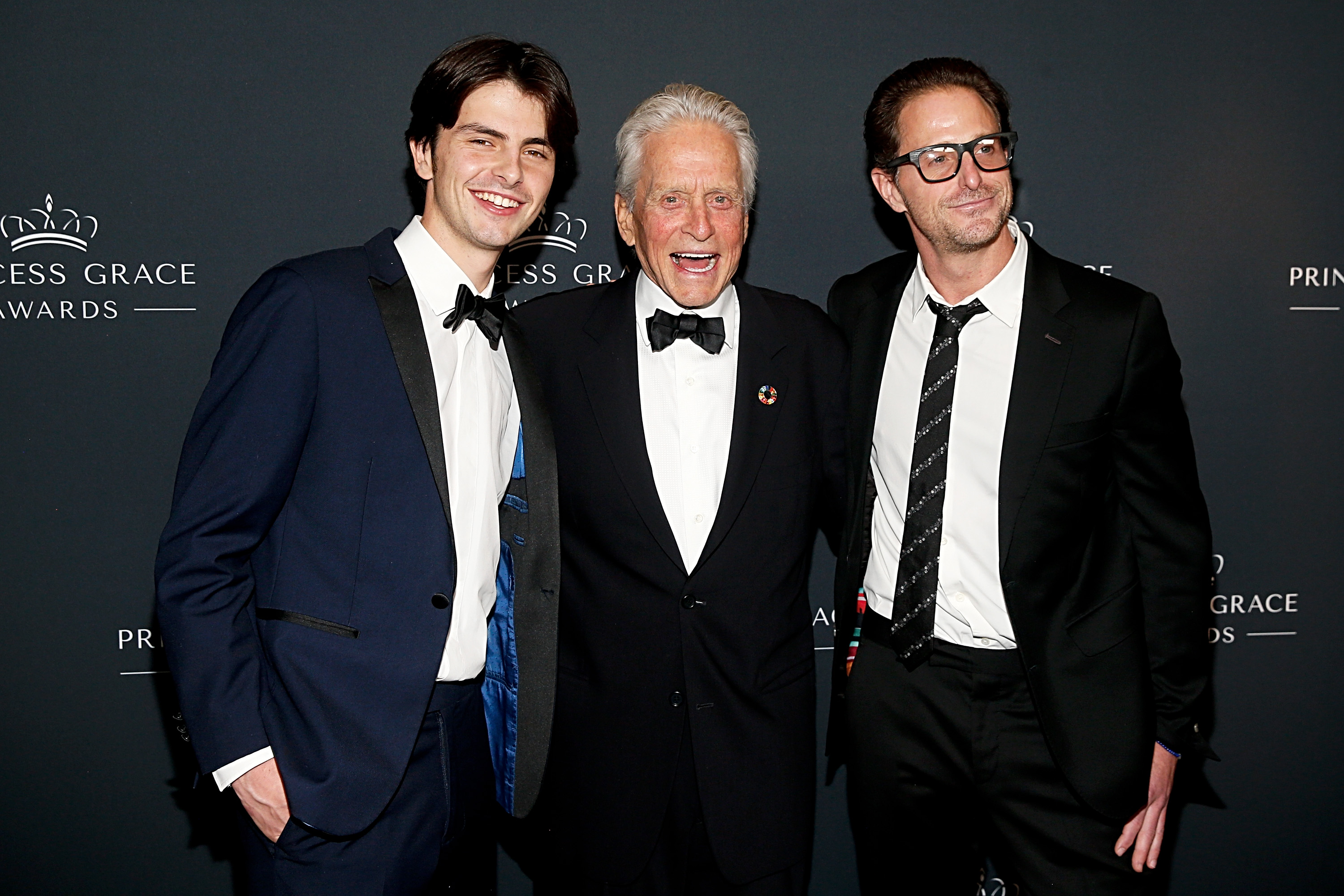 Dylan Douglas, Michael Douglas and Cameron Douglas attend the Princess Grace Awards 40th Anniversary Gala on October 23, 2024, in New York City. | Source: Getty Images