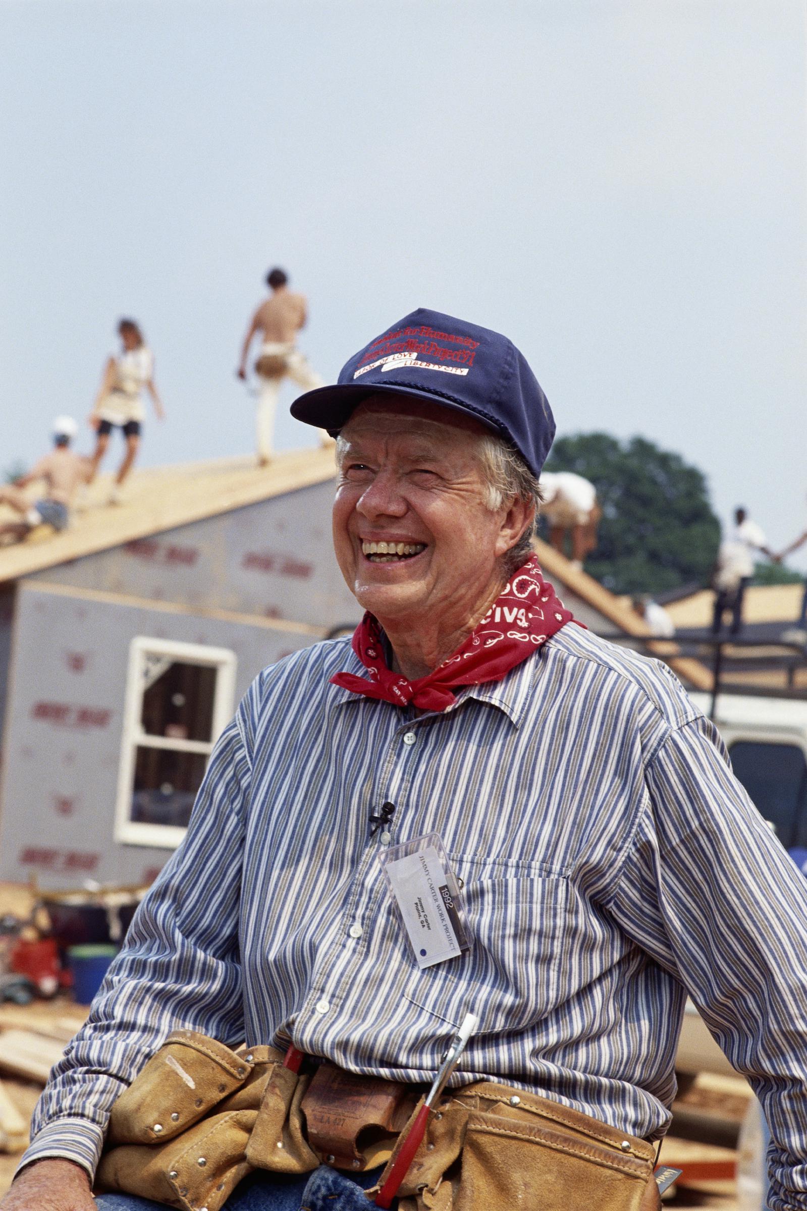 Jimmy Carter at a construction site for Habitat for Humanity, circa June 1992 | Source: Getty Images