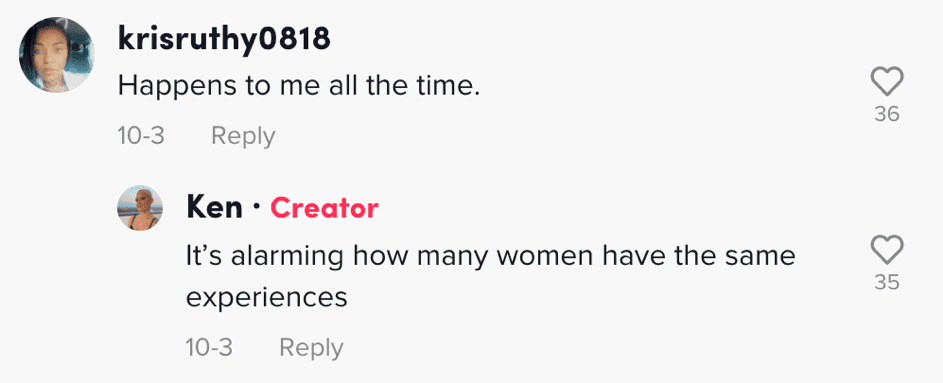 Kommentare zu dem Video, in dem eine Frau teilte, wie ein Mann ihr folgte, um ihr ein Kompliment zu machen. | Quelle: TikTok/buzzcutkenny