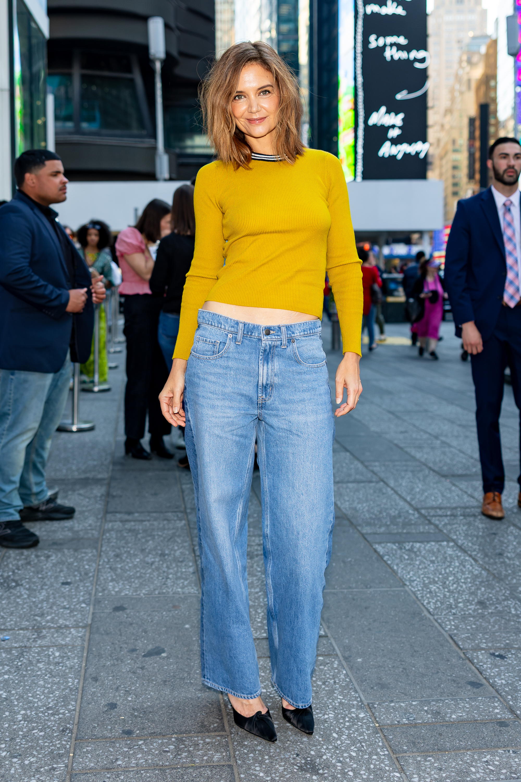 Katie Holmes attends the Old Navy x Christopher John Rogers launch event at Old Navy Times Square on April 13, 2026 in New York City | Source: Getty Images