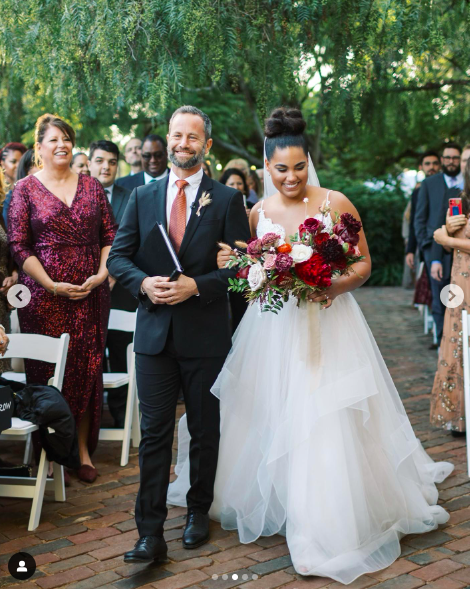 Kirk Cameron and Ahna Cameron Bower walking down the aisle at her wedding, posted on January 8, 2022 | Source: Instagram/kirkcameronofficial