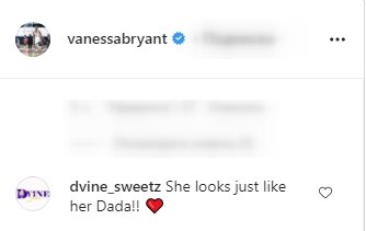 A screenshot of a fan's comment on Vanessa Bryant's post on her instagram page | Photo: instagram.com/vanessabryant/
