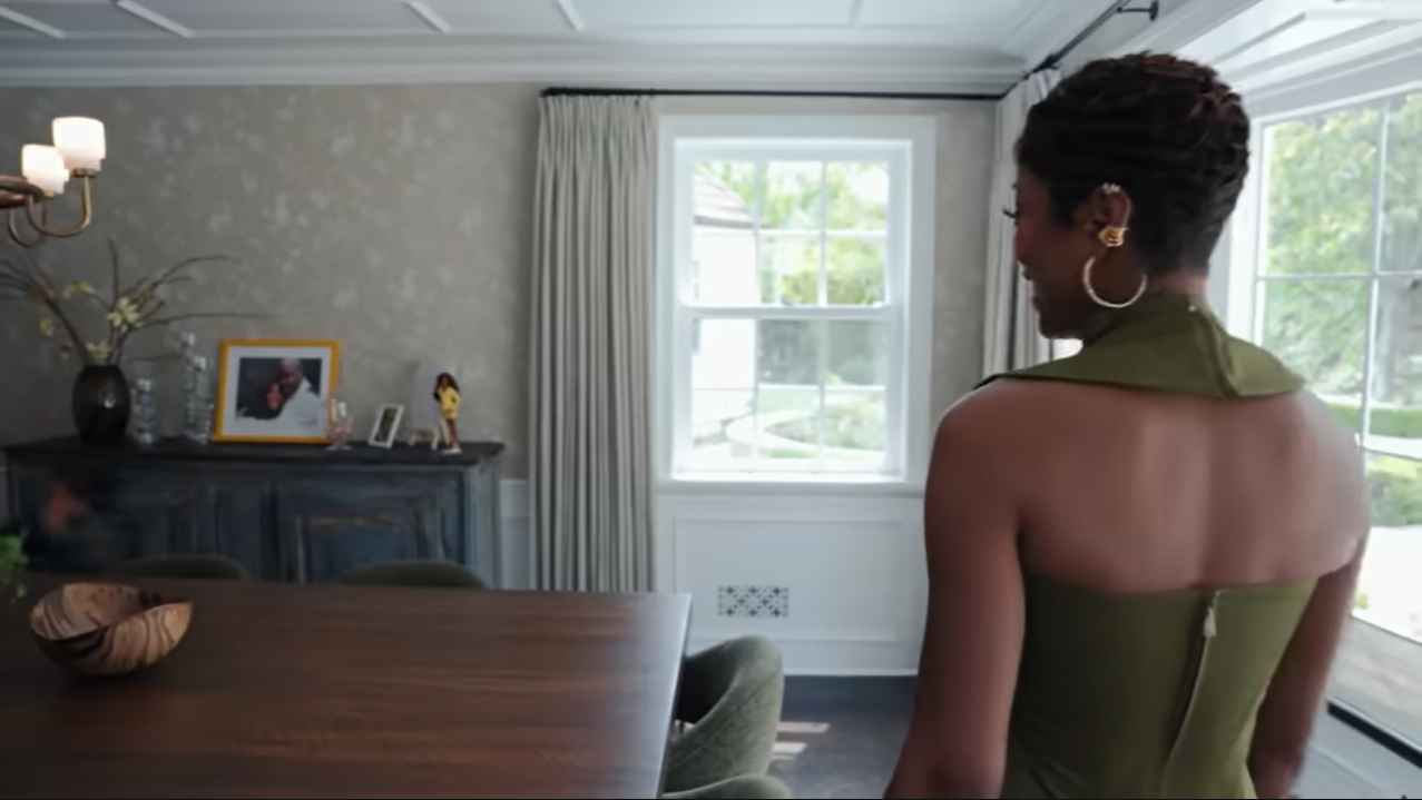 The beautiful space features traditional wallpaper inspired by her childhood memories. | Source: YouTube/@Archdigest
