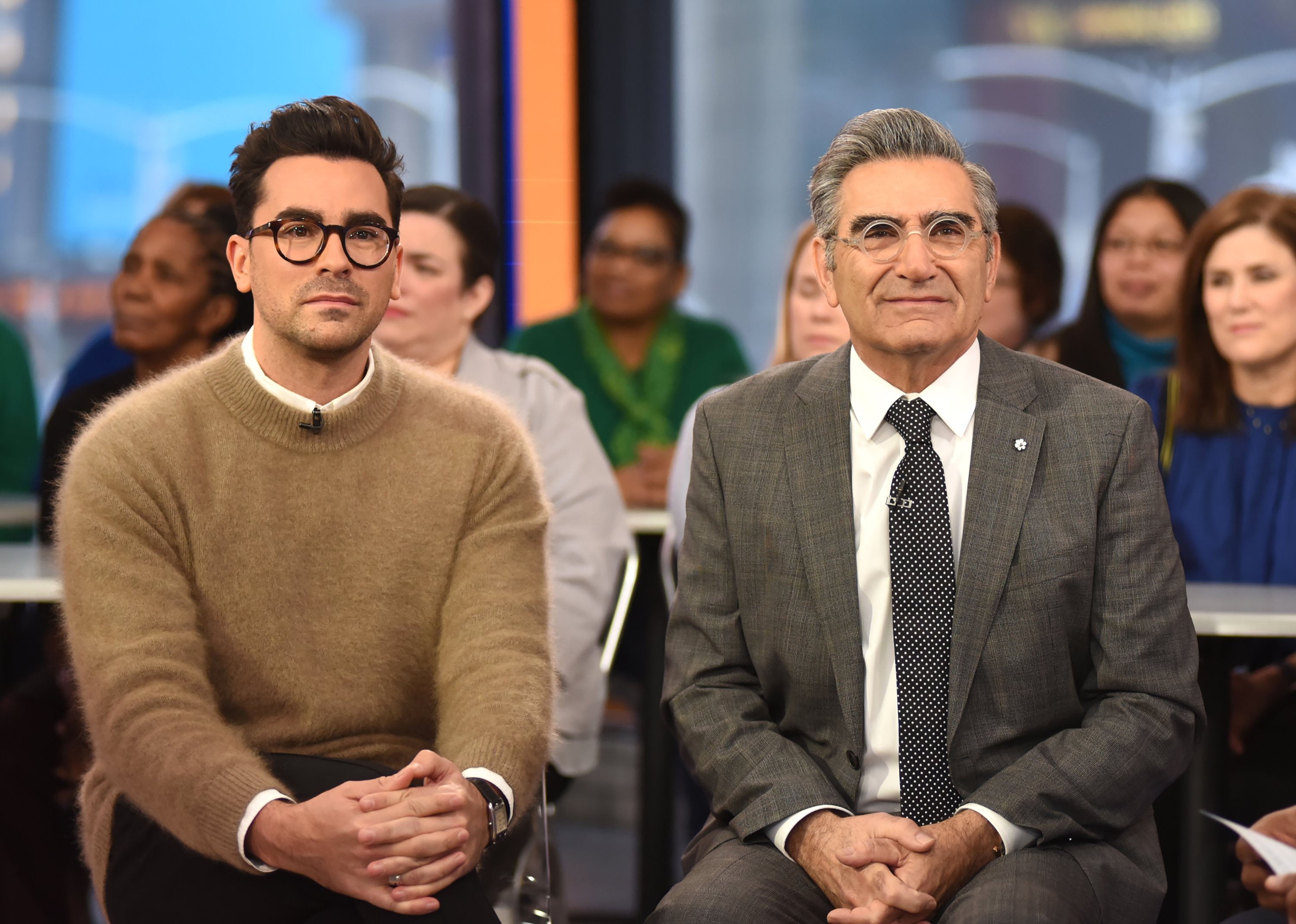 Eugene Levy and Dan Levy visit "Good Morning America" on January 24, 2018 | Photo: Getty Images