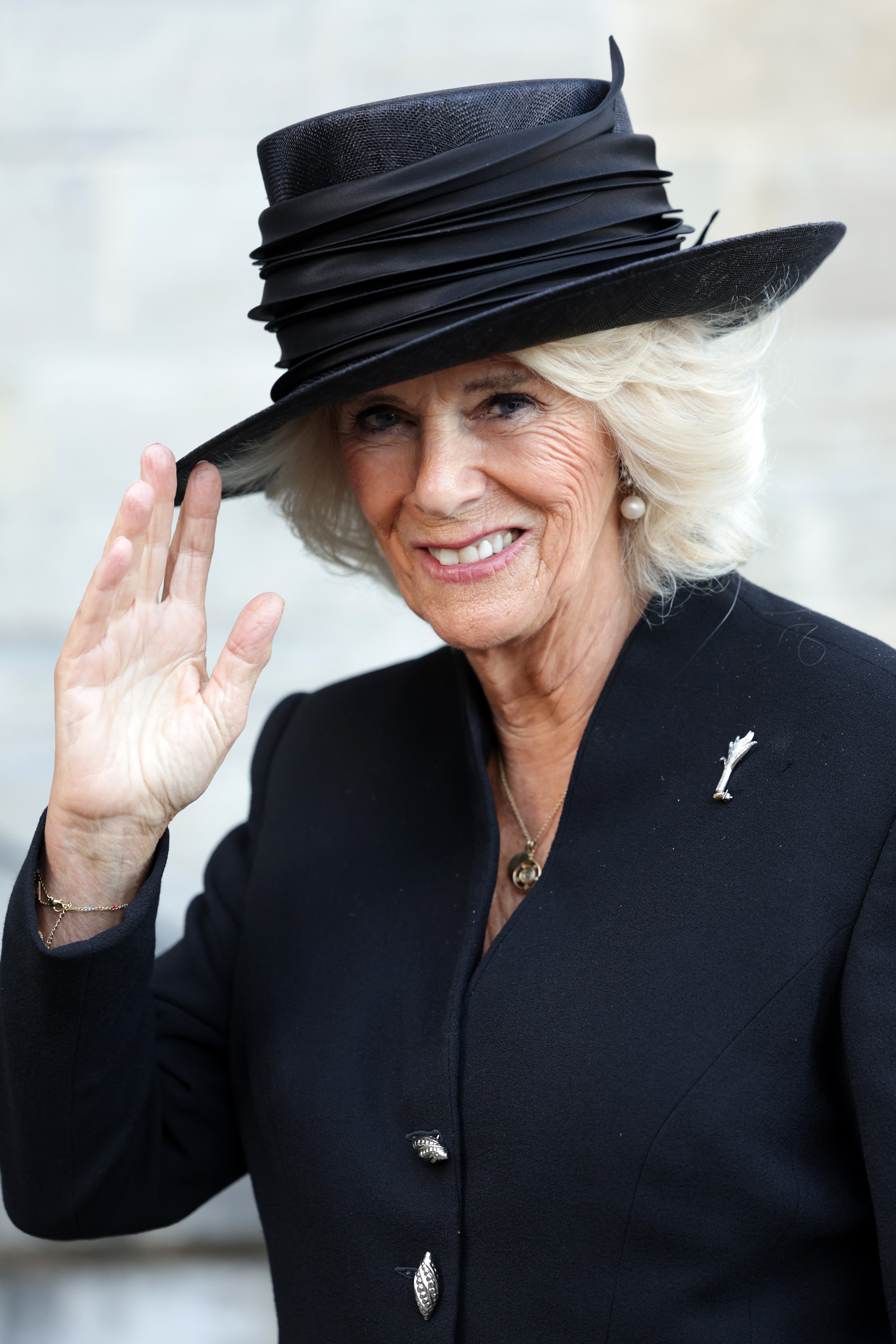 Camilla, Queen Consort arrives at Cardiff Castle with King Charles III on September 16, 2022 in Cardiff, Wales | Source: Getty Images
