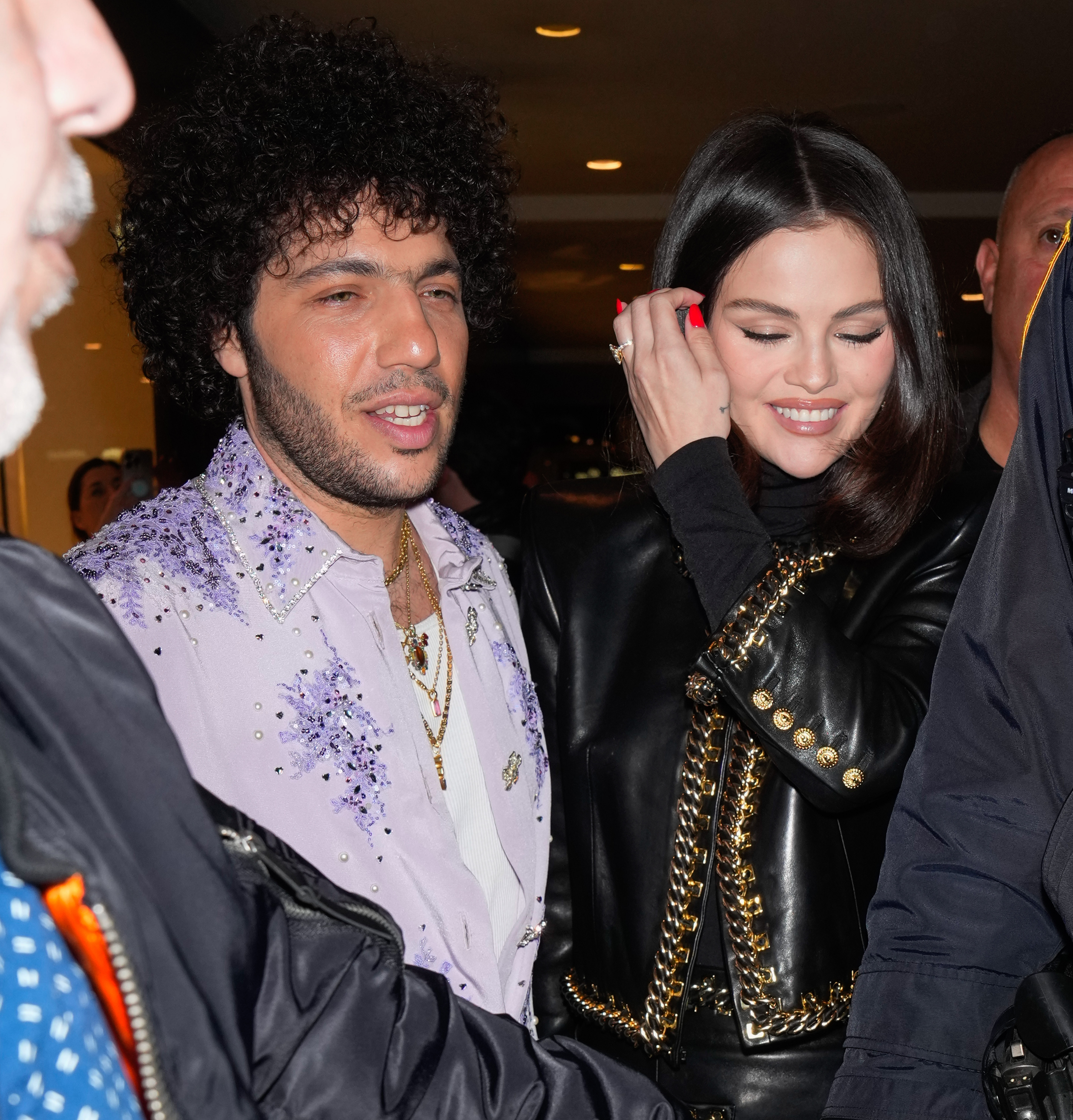 Benny Blanco and Selena Gomez are seen in New York City on March 20, 2025 | Source: Getty Images