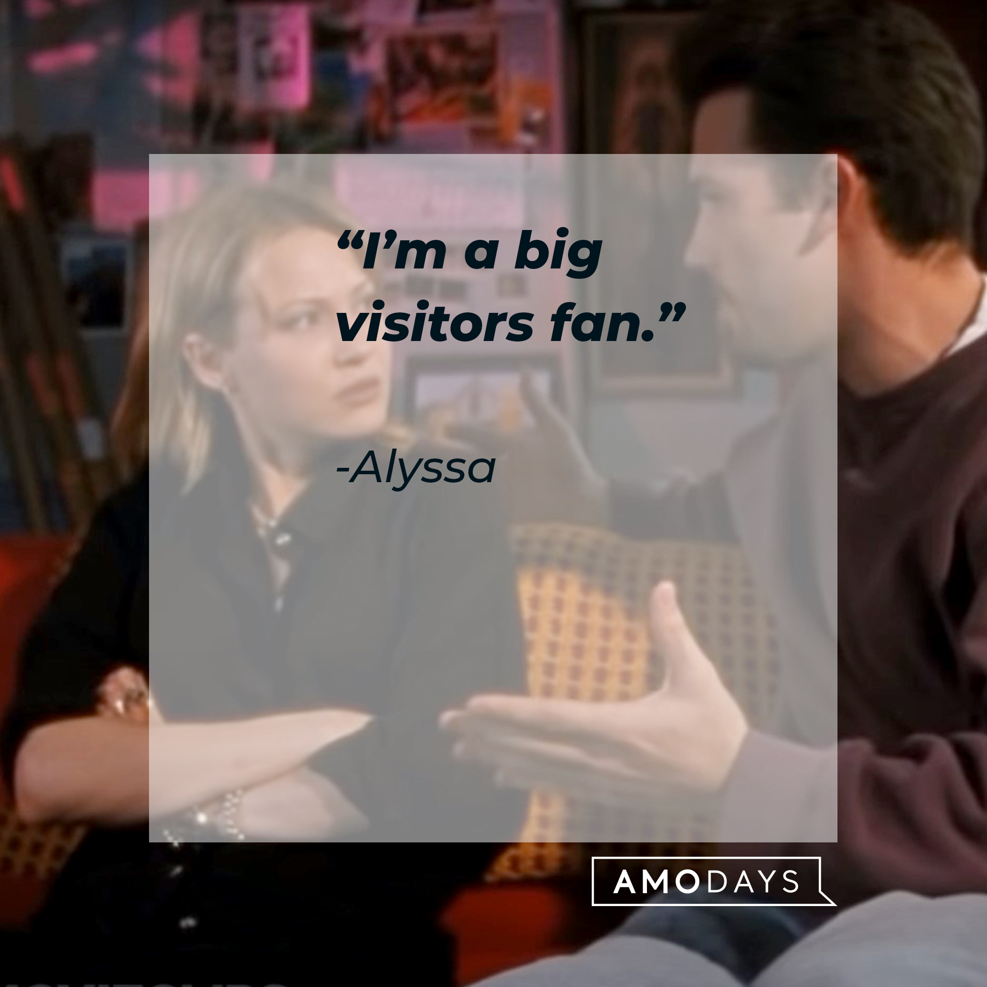 Holden and Alyssa, with her quote: “I’m a big visitors fan.” | Source: facebook.com/ChasingAmyMovie