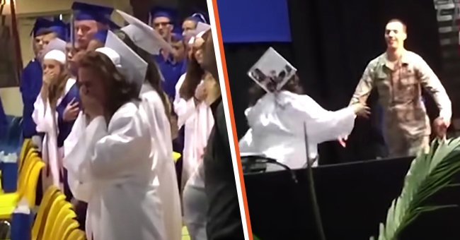 Ein Bruder kehrte vom Militär zurück, um seine Schwester bei ihrem Abschluss zu überraschen | Quelle: Youtube/USATODAY