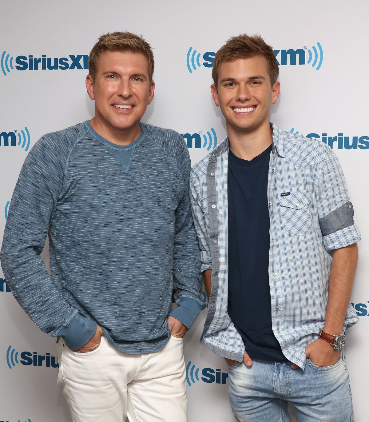 Todd and Chase Chrisley visit SiriusXM Studios on May 15, 2015, in New York City | Photo: Robin Marchant/Getty Images