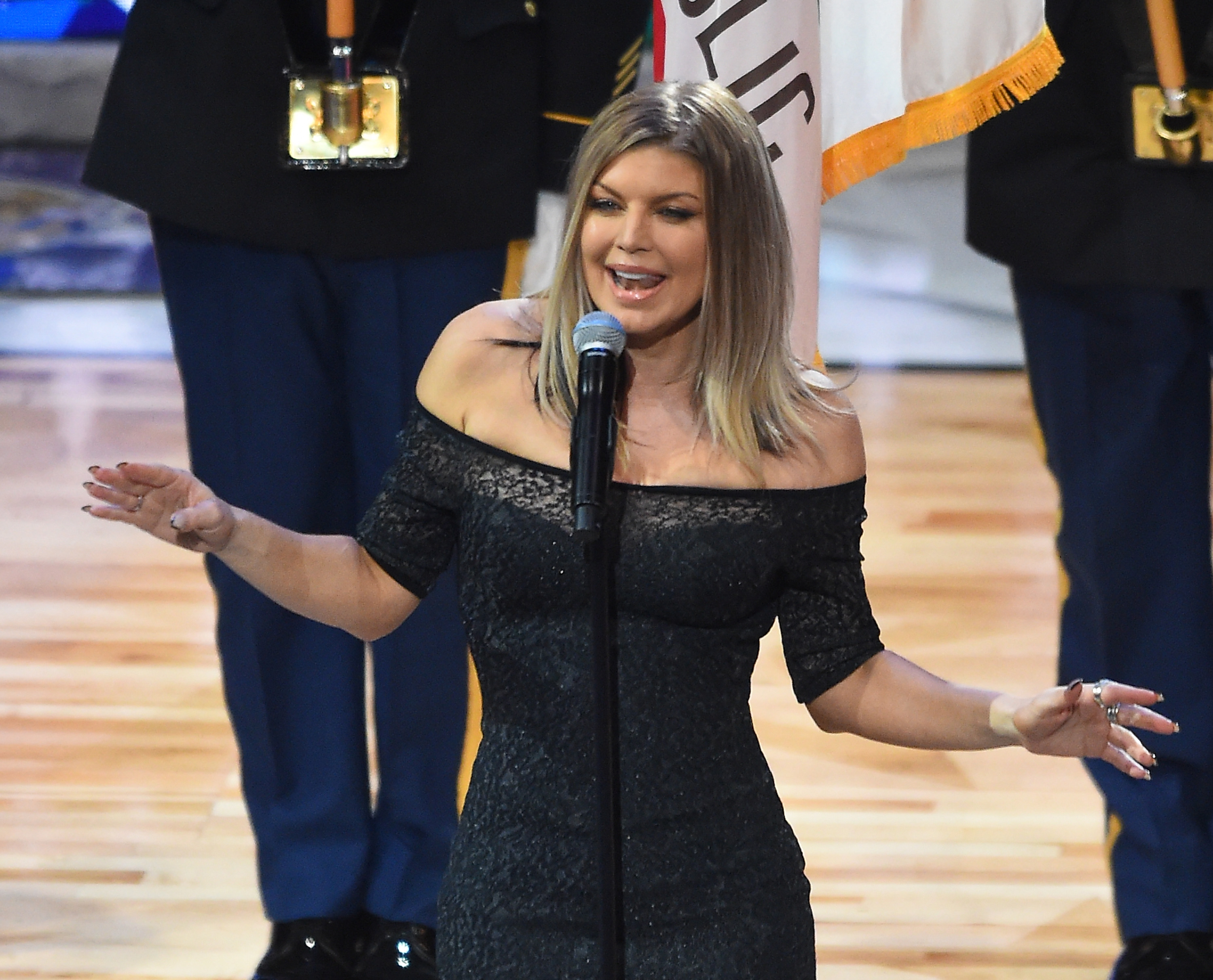 Her performance was widely criticized as one of the worst national anthem renditions. In this photo, Fergie performed "The Star-Spangled Banner" during the NBA All-Star Game at Staples Center on February 18, 2018, in Los Angeles, California. | Source: Getty Images