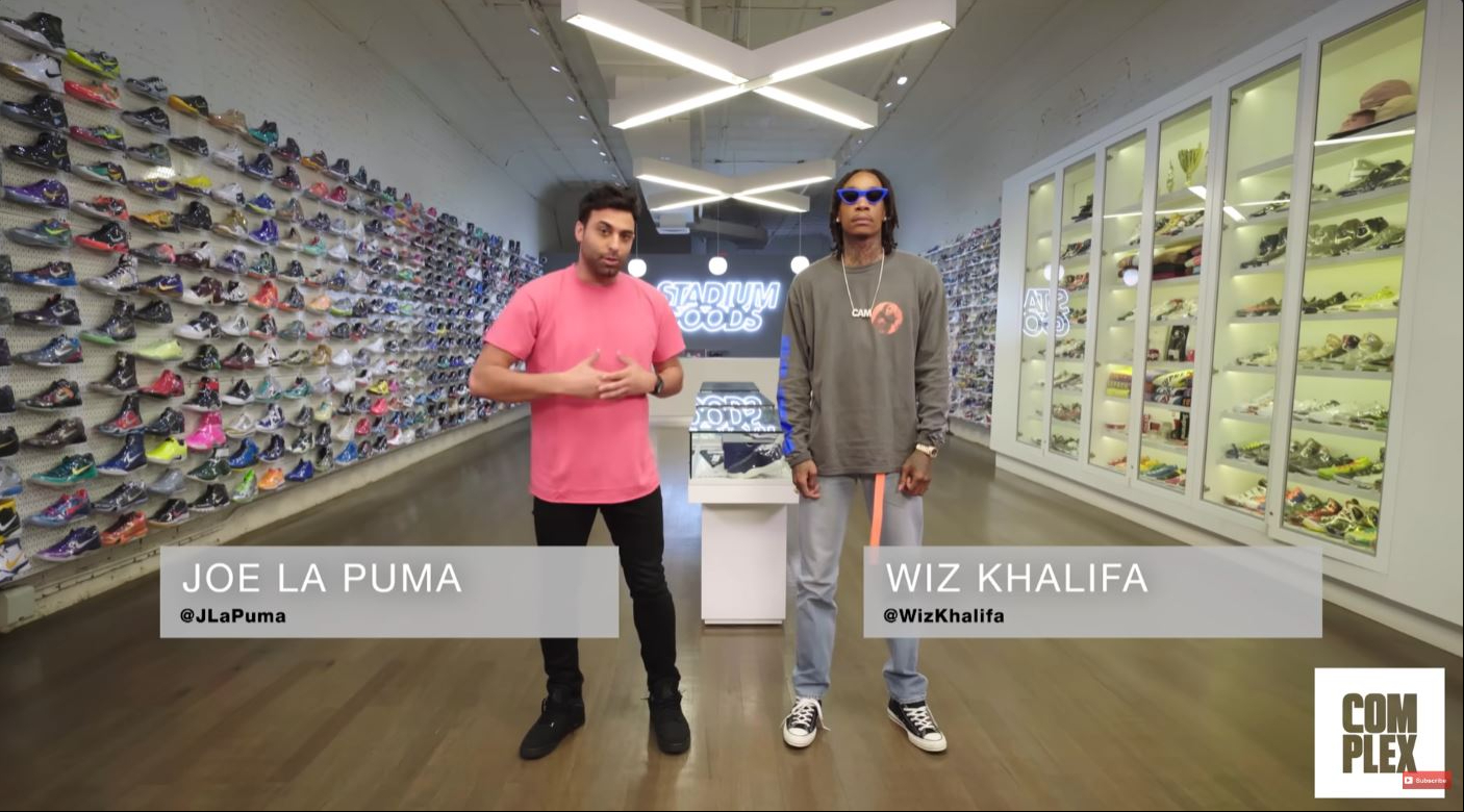Wiz Khalifa joined Joe La Puma at Stadium Goods in New York City for an episode of Complex's "Sneaker Shopping," which was published on July 9, 2018. | Source: YouTube/Complex