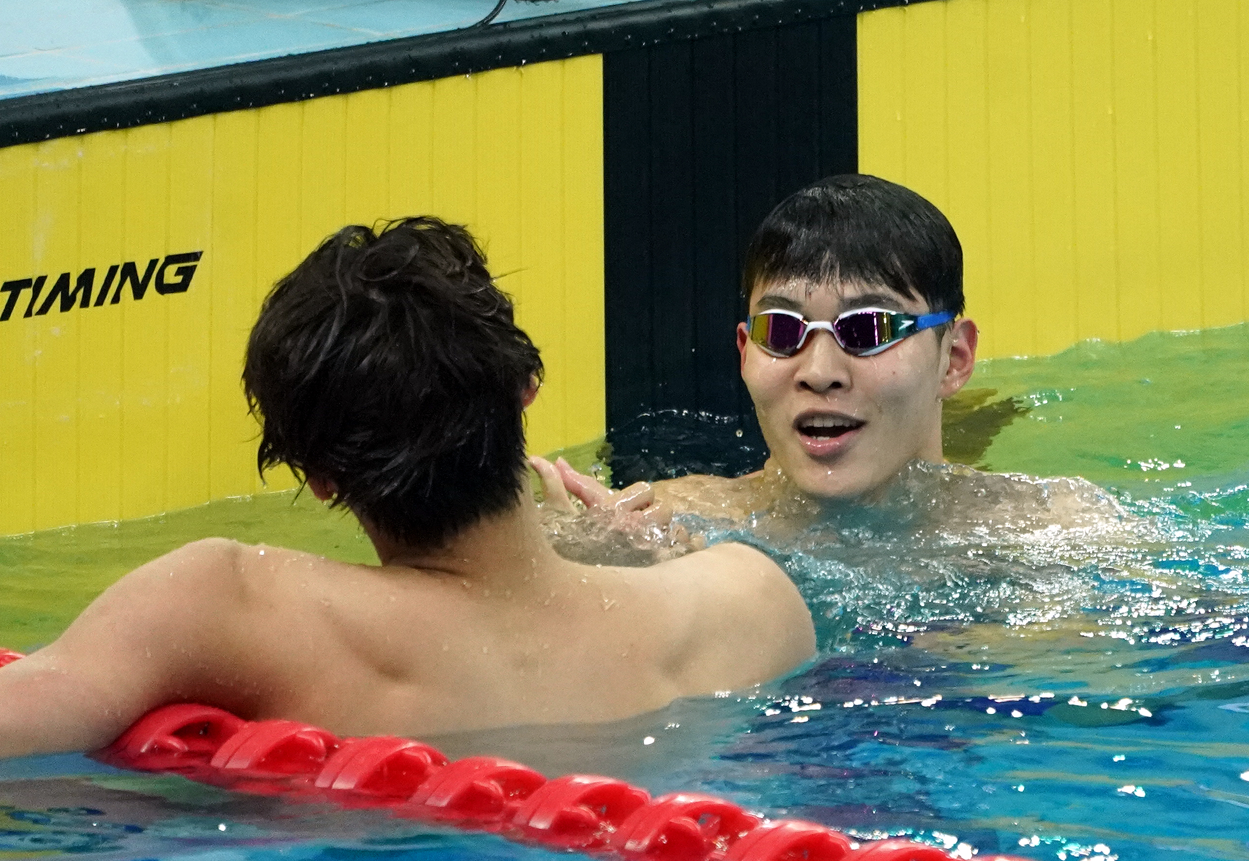 He Junyi after winning the Men's 100-m Freestyle final during the 2021 Chinese National Swimming Championships on May 5, 2021, in Qingdao, Shandong Province of China. | Source: Getty Images