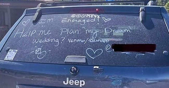 Bride-to-be's car windshield has a request for money written on it | Photo: Twitter/DailyMirror 