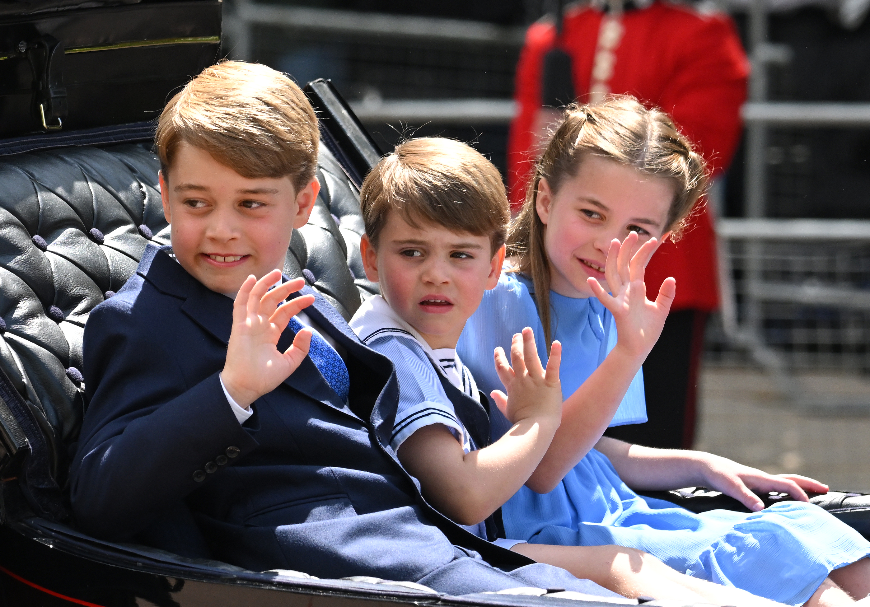 Prince George, Prince Louis, and Princess Charlotte attending the Trooping the Colour during Queen Elizabeth II's Platinum Jubilee in London, England on June 2, 2022. | Source: Getty Images