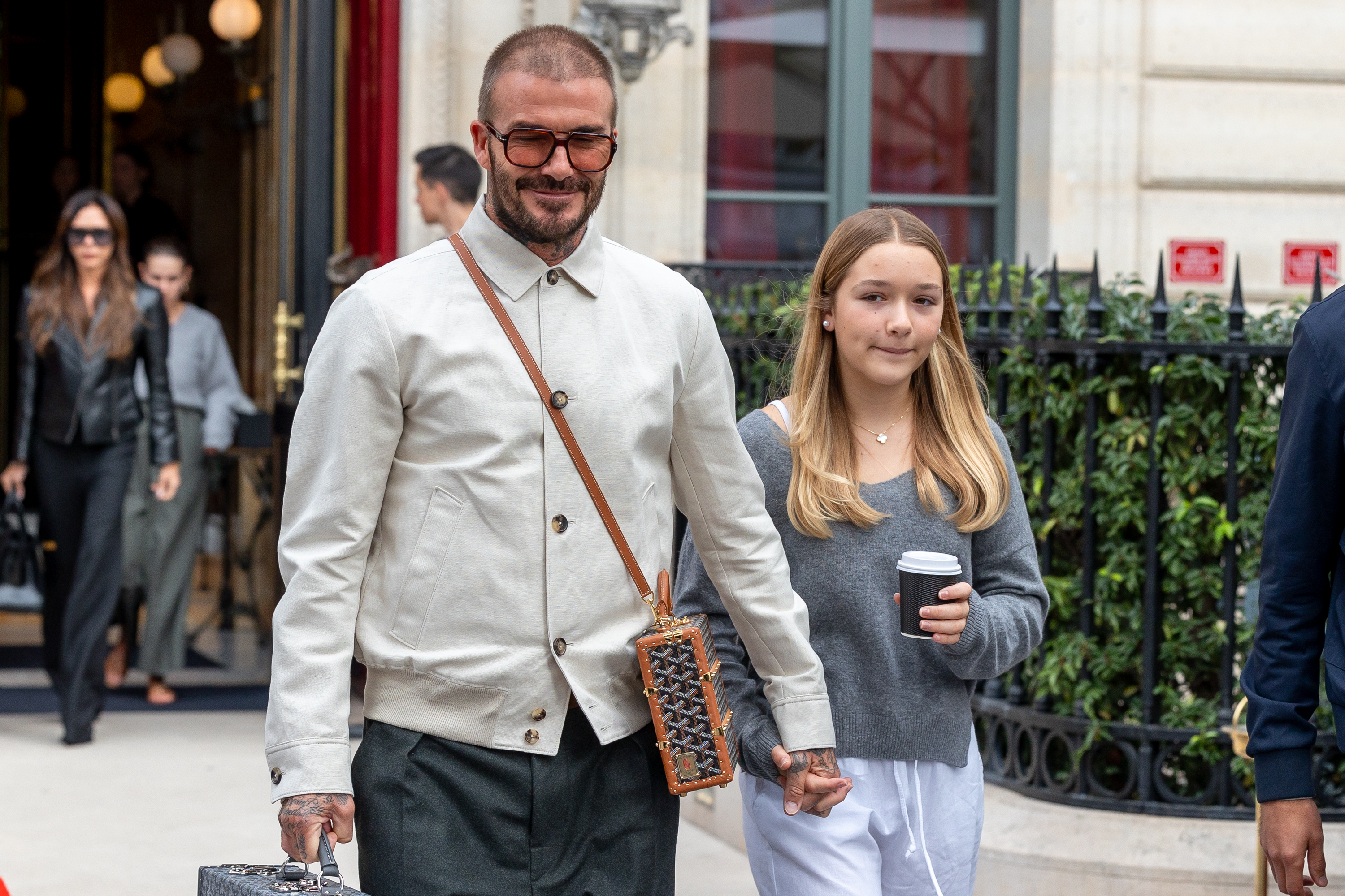 David Beckham and Harper Beckham are seen on September 30, 2023, in Paris, France. | Source: Getty Images