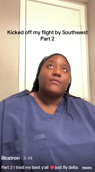 Catron recalled looking around the gate area and finding every nearby passenger staring at her. | Source: TikTok/@lilcatron