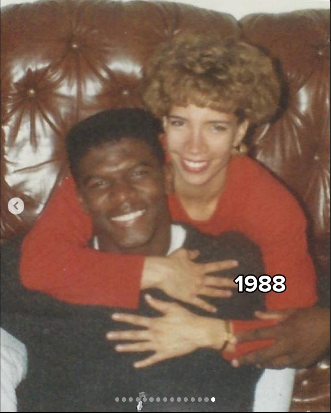 Terry Crews smiles as Rebecca King-Crews, then King, embraces him from behind, from a post dated July 29, 2025. | Source: Instagram/terrycrews