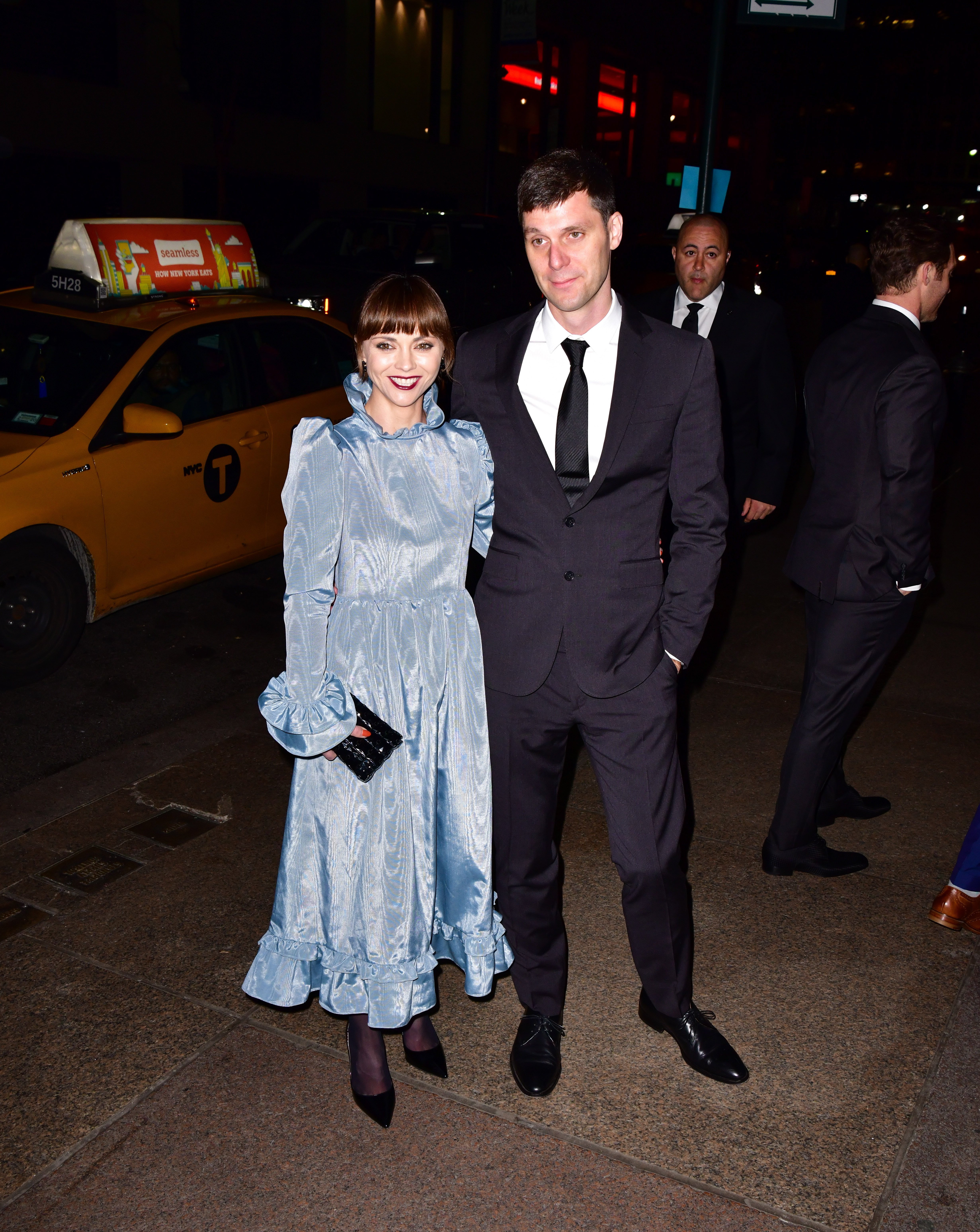 Christina Ricci and James Heerdegen arrive at the wedding reception for Char Defrancesco and Marc Jacobs at The Grill and The Pool on April 6, 2019, in New York City. | Source: Getty Images