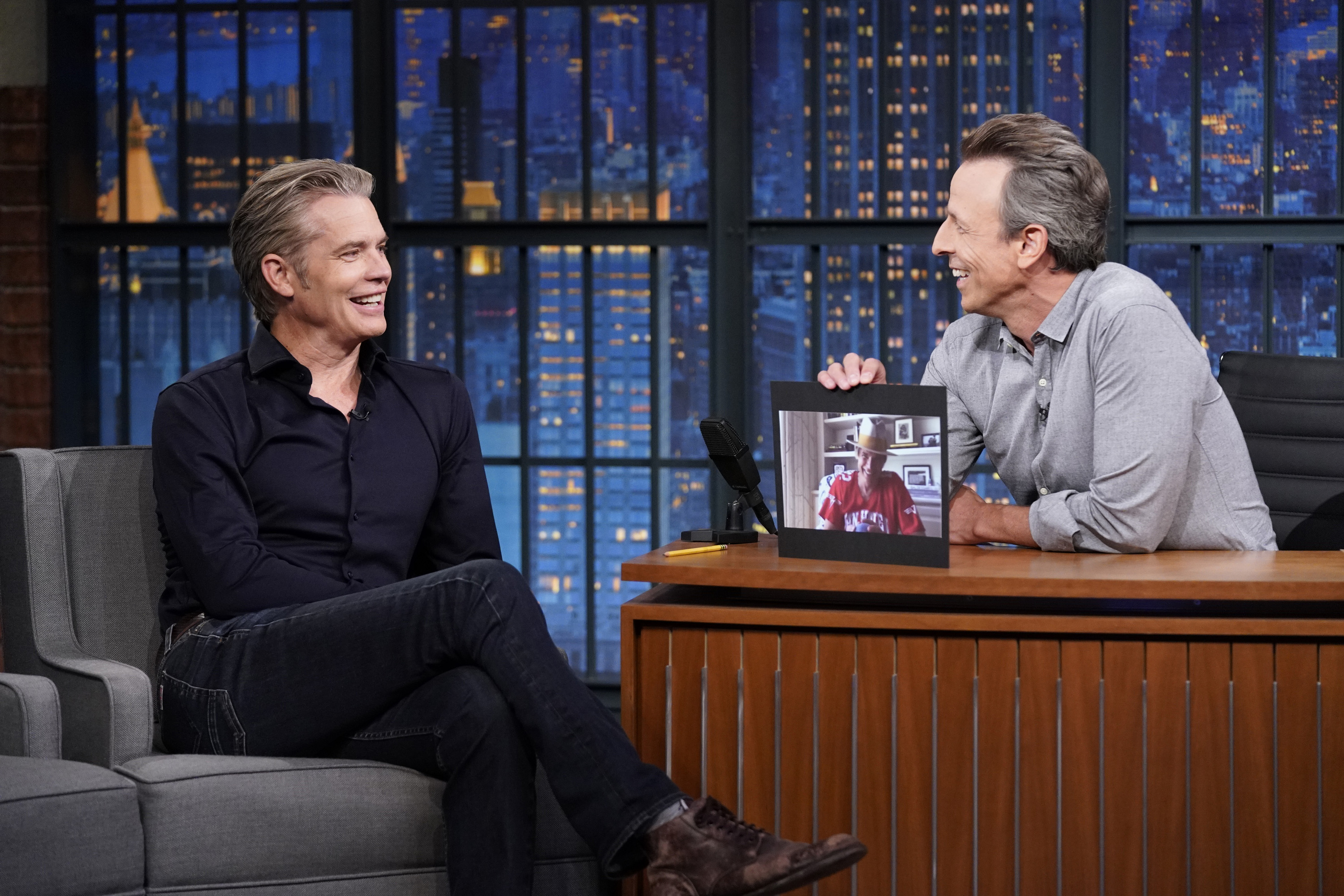 Timothy Olyphant during an interview with Seth Meyers on September 28, 2022. | Source: Getty Images