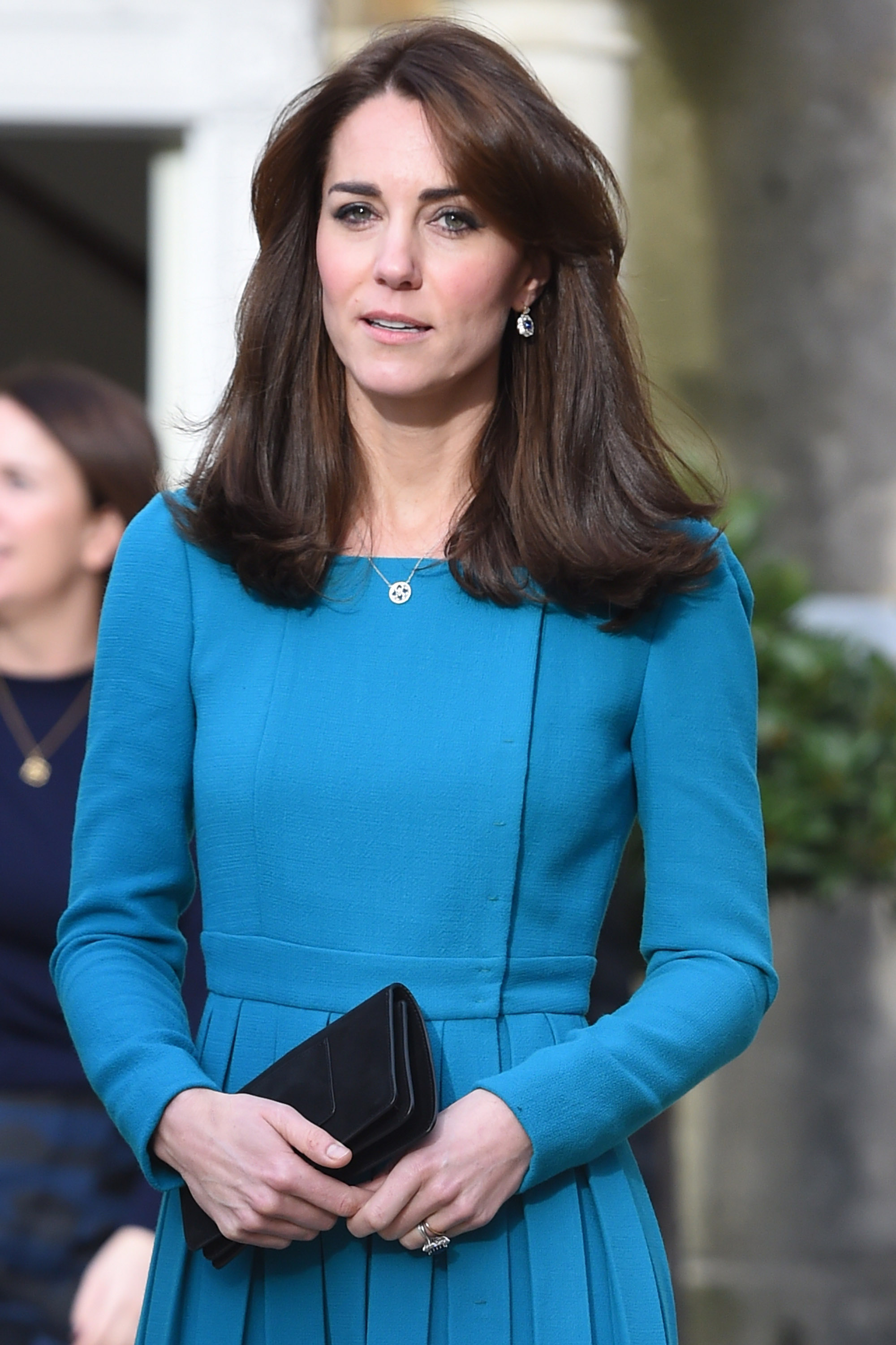 Catherine, Duchess of Cambridge, visits the Centre for Addiction Treatment Studies to learn about its work in training and professional development for those in the field of addiction. She wore her hair straight with a slight flair at the ends.