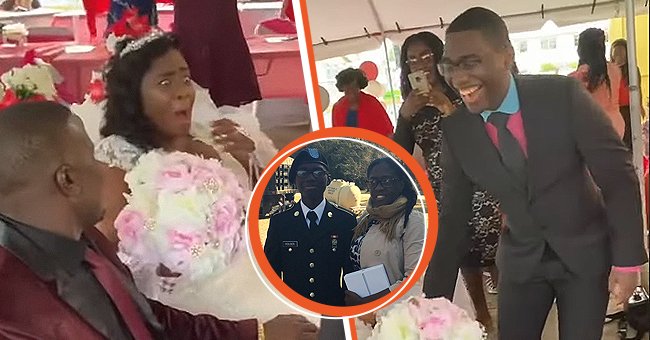 Colice Parris se quedó asombrada al ver a su hijo militar el día de su boda. | Foto: YouTube/Happily