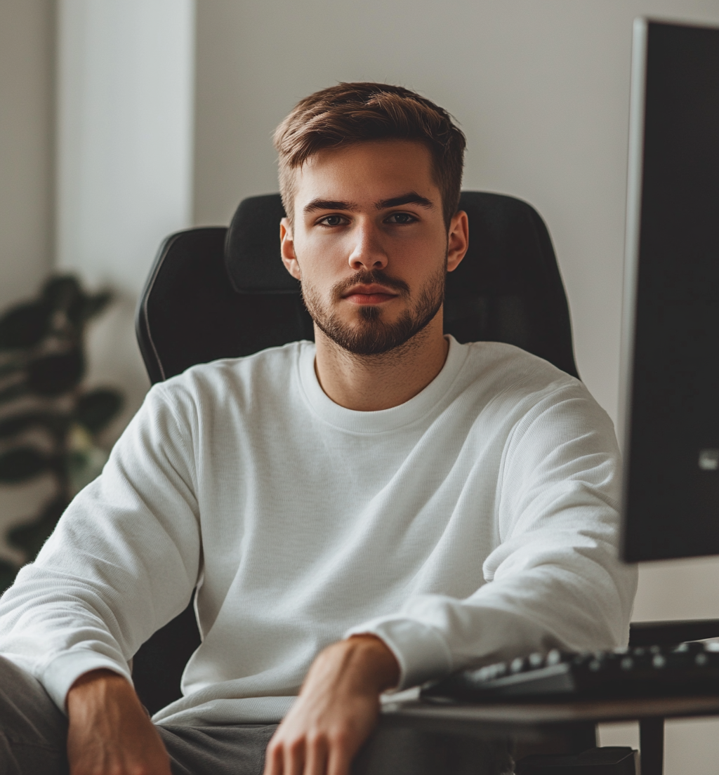 A man sitting at his desk | Source: Midjourney