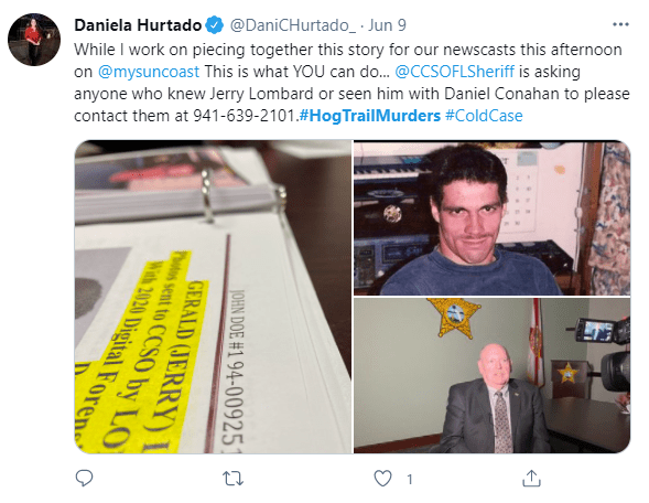 Police are working on piecing together the link between Gerry Lombard and Daniel O. Conahan on June 9, 2021 | Photo: Twitter/@DaniCHurtado_