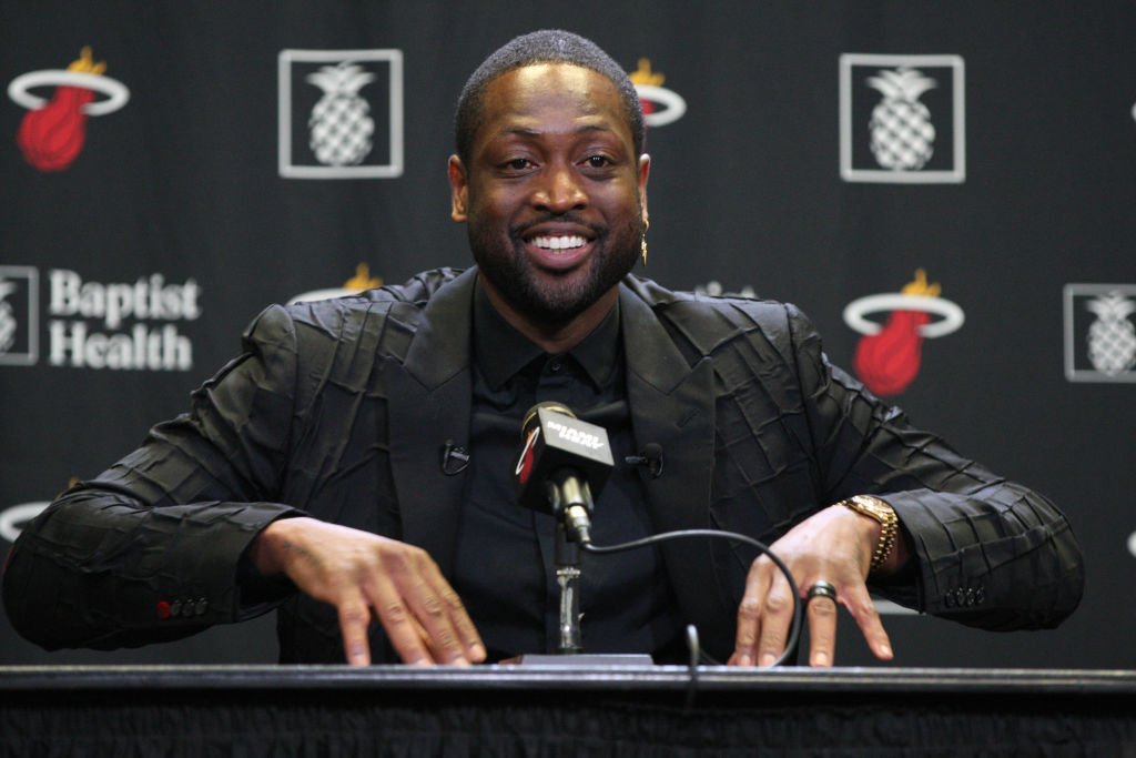 Dwayne Wade at a press conference after his jersey retirement ceremony on February 22, 2020 in Miami, Florida | Photo: Getty Images