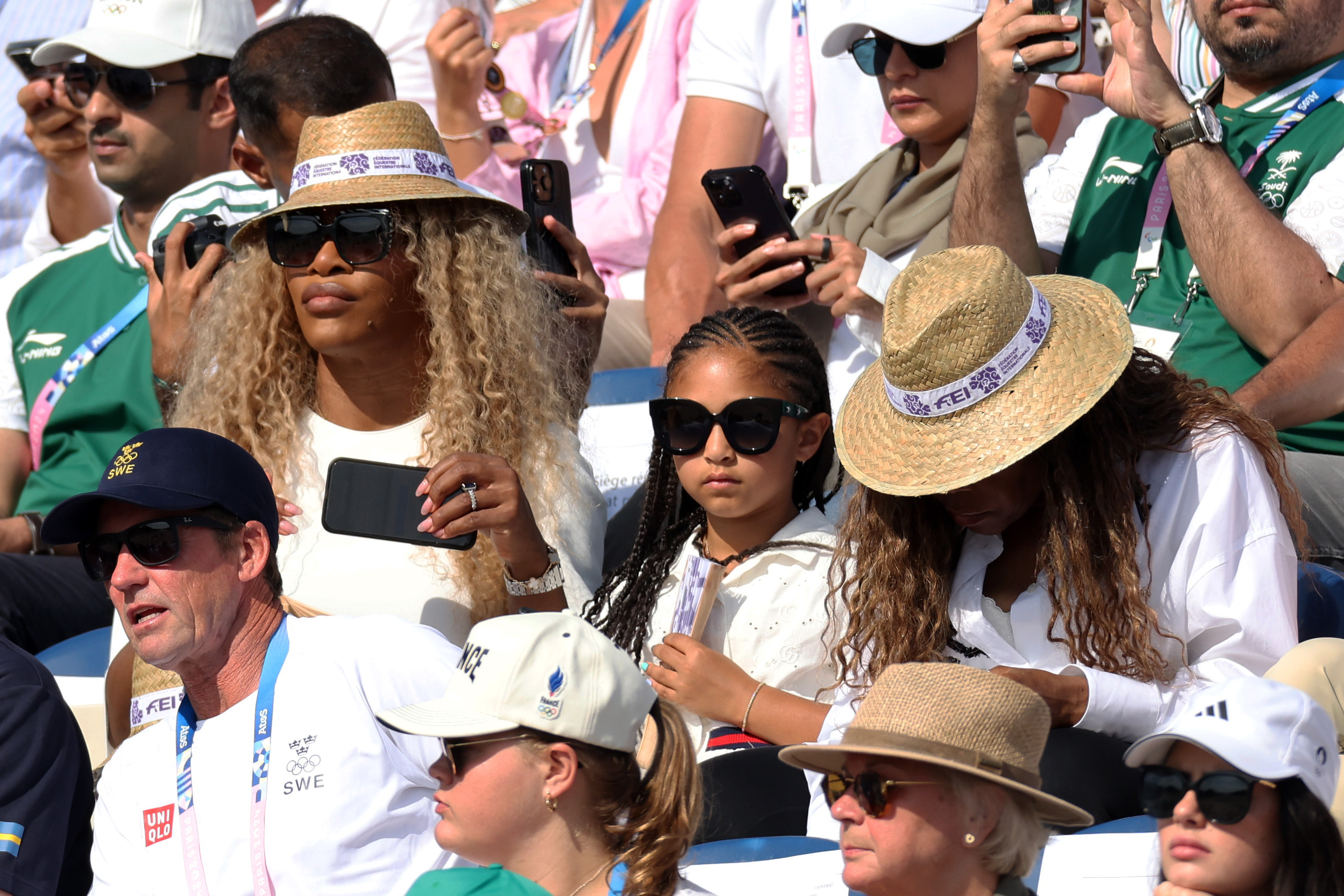 Serena Williams and daughter Alexis Olympia Ohanian Jr. attend the Jumping Individual Final on day eleven of the Olympic Games Paris 2024 at Chateau de Versailles on August 06, 2024, in Versailles, France. | Source: Getty Images