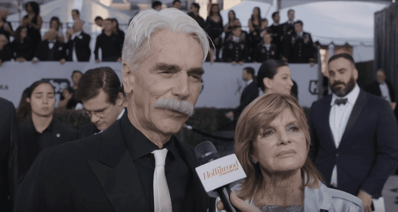 Sam Elliot and Katharine talk with a reporter during the red carpet event of SAG Awards 2019. | Source: YouTube/The Hollywood Reporter