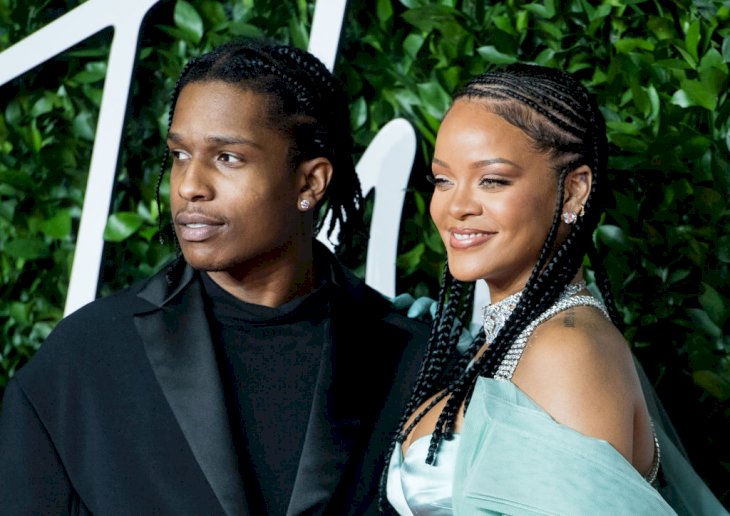 LONDON, ENGLAND - DECEMBER 02: Rihanna and ASAP Rocky arrive at The Fashion Awards 2019 held at Royal Albert Hall on December 02, 2019 in London, England. (Photo by Samir Hussein/WireImage)